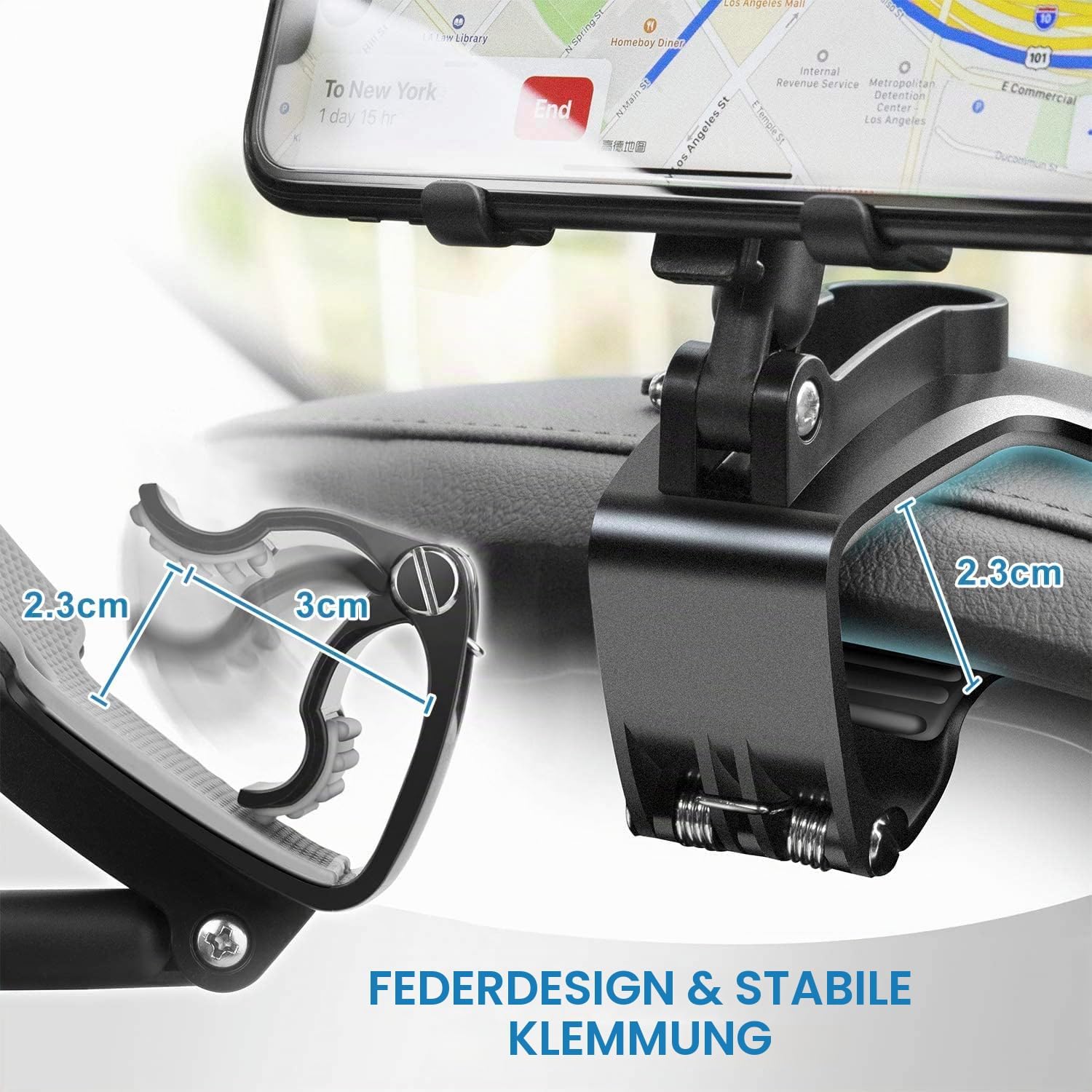 Handyhalterung fürs Auto, Handyhalterung um 360 Grad drehbar – Armaturenbrett-Handyhalterung, Auto-Clip-Halterung, KFZ-Handyhalterung, geeignet für 4 bis 7 Zoll große Smartphones – Bild 4