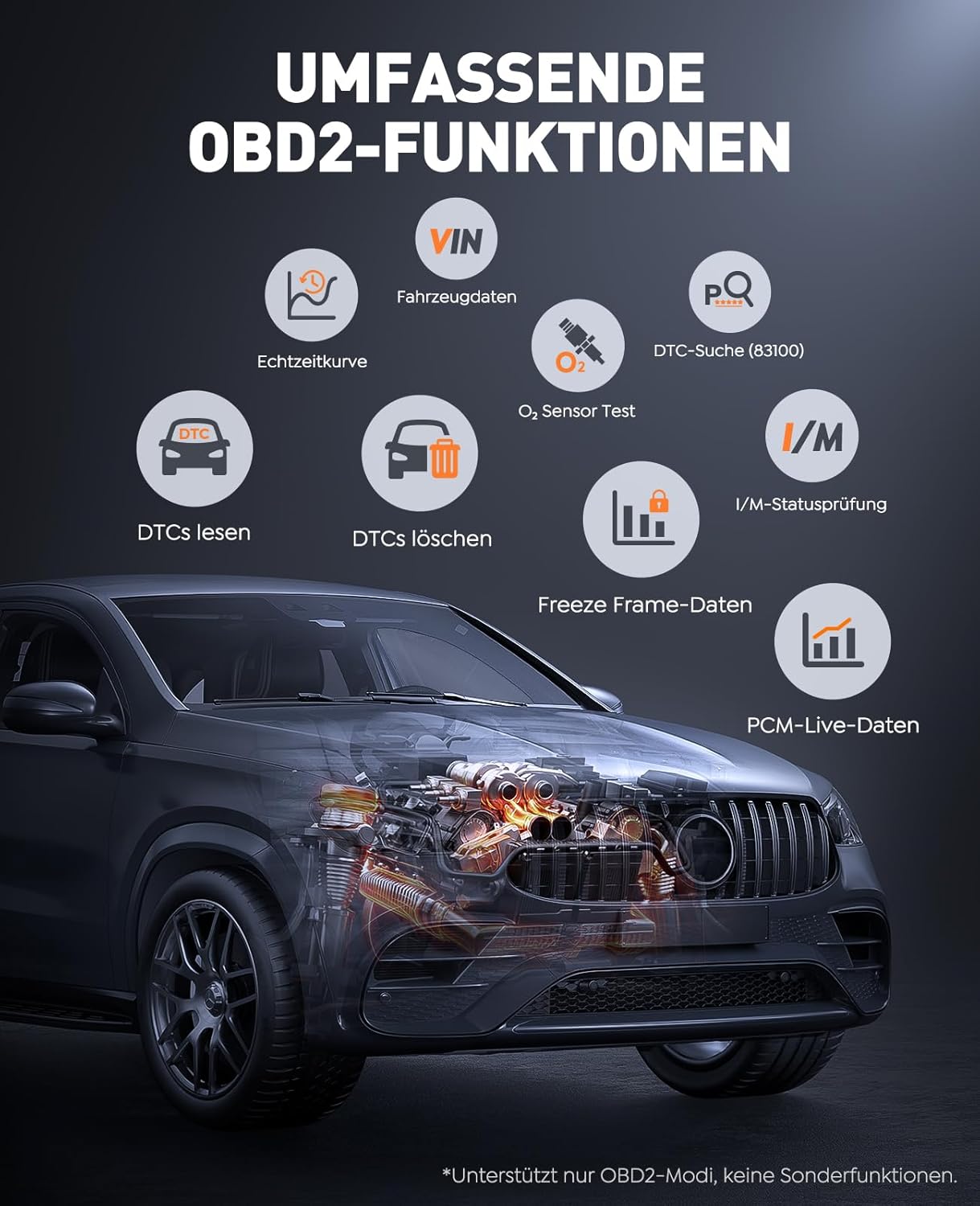 TREKURE 7000 A Starthilfe Powerbank Auto mit Batterietester & OBD2-Diagnosegerät – 12 V Auto-Starthilfe für Benzin & Diesel bis 10,0 L, LED-Licht, Notfallwerkzeug für Autos – Bild 2