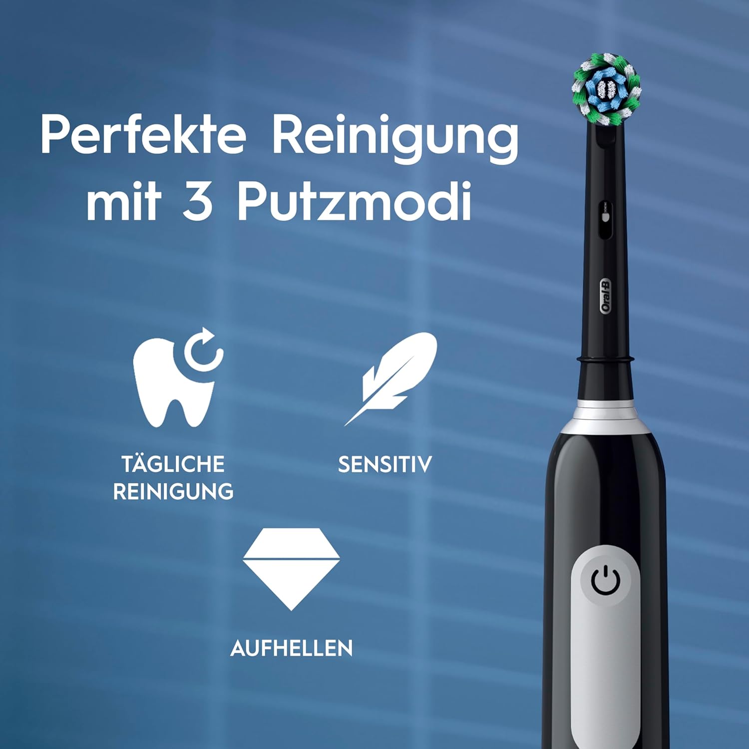 Oral-B Pro Series 1 Elektrische Zahnbürste, 1 Ersatzbürste, 3 Reinigungsmodi und Drucksensor für die Zahnpflege, Reiseetui, entworfen von Braun, Schwarz – Bild 8