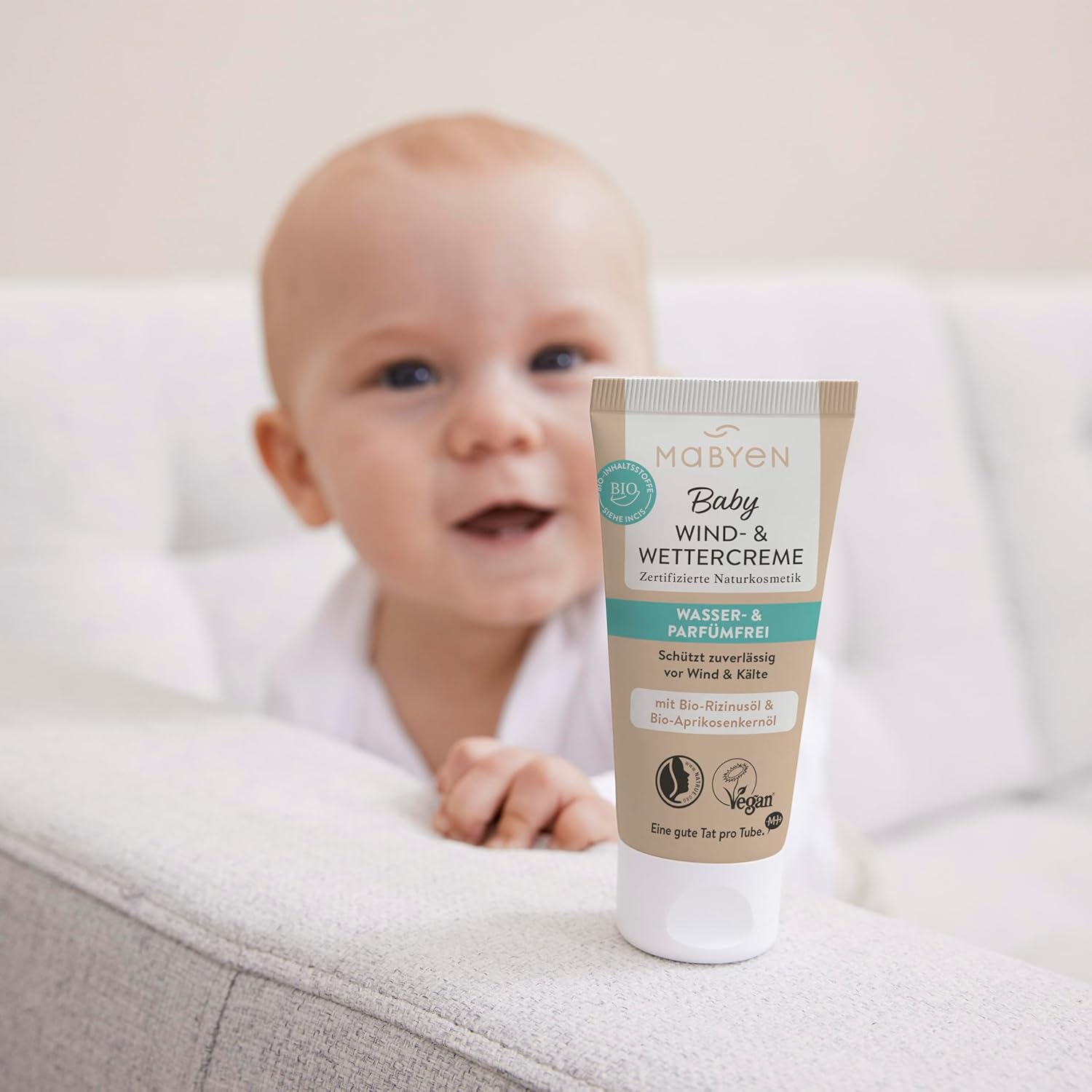 MABYEN Babypflege Rundum-Sorglos-Set | Naturkosmetik - 3 Produkte - Bio - Babyausstattung - Geschenkset - mit Mandelöl, Wundcreme & Wind- & Wettercreme – Bild 8