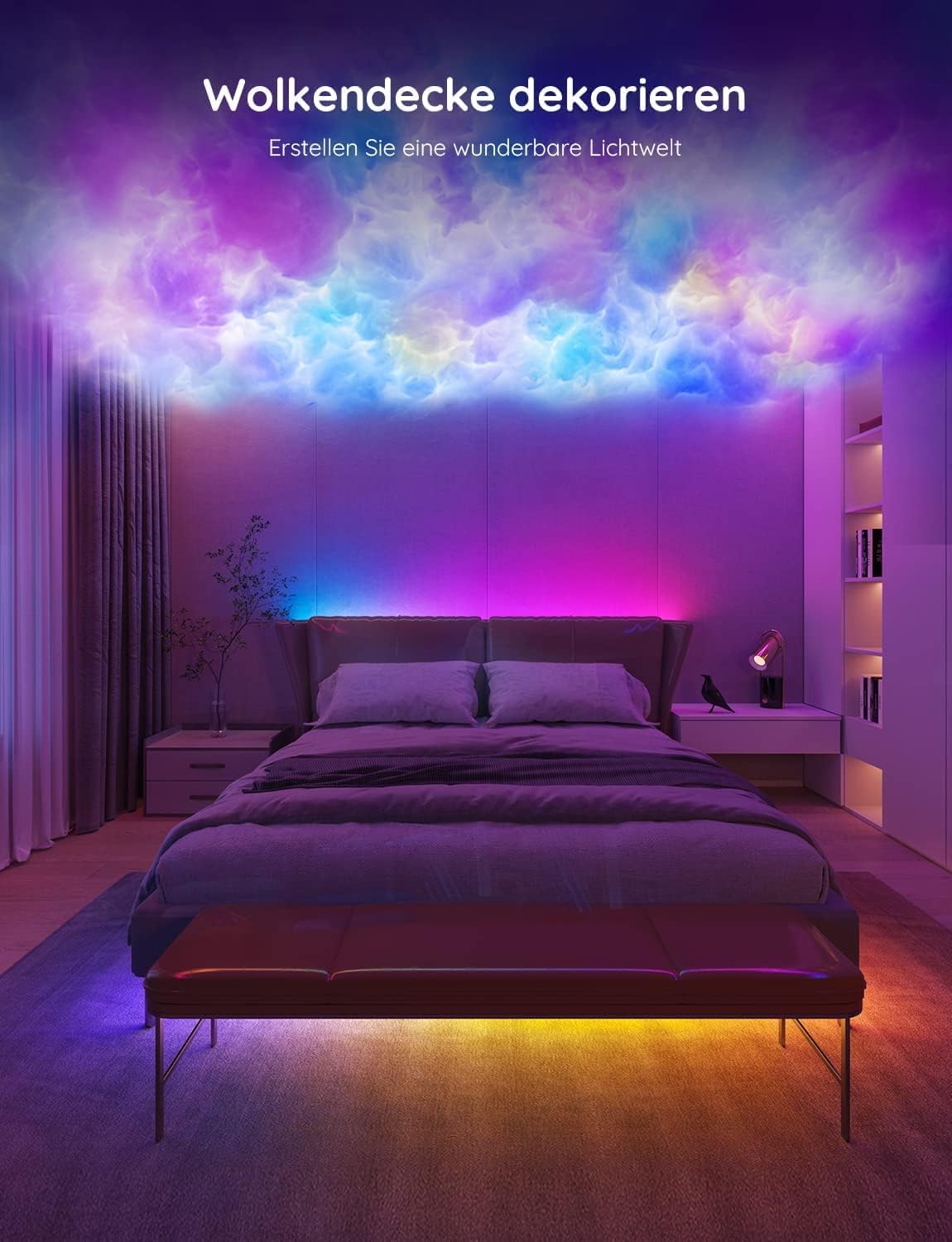 Govee LED-Streifen 20 m, RGBIC-LED-Streifen mit Segmentsteuerung, Musiksynchronisation, 64 Szenenmodi, steuerbar per App-Steuerung, Farbwechsel, geeignet für Zuhause, Schlafzimmer, 2 Rollen mit 10 m Streifen – Bild 6