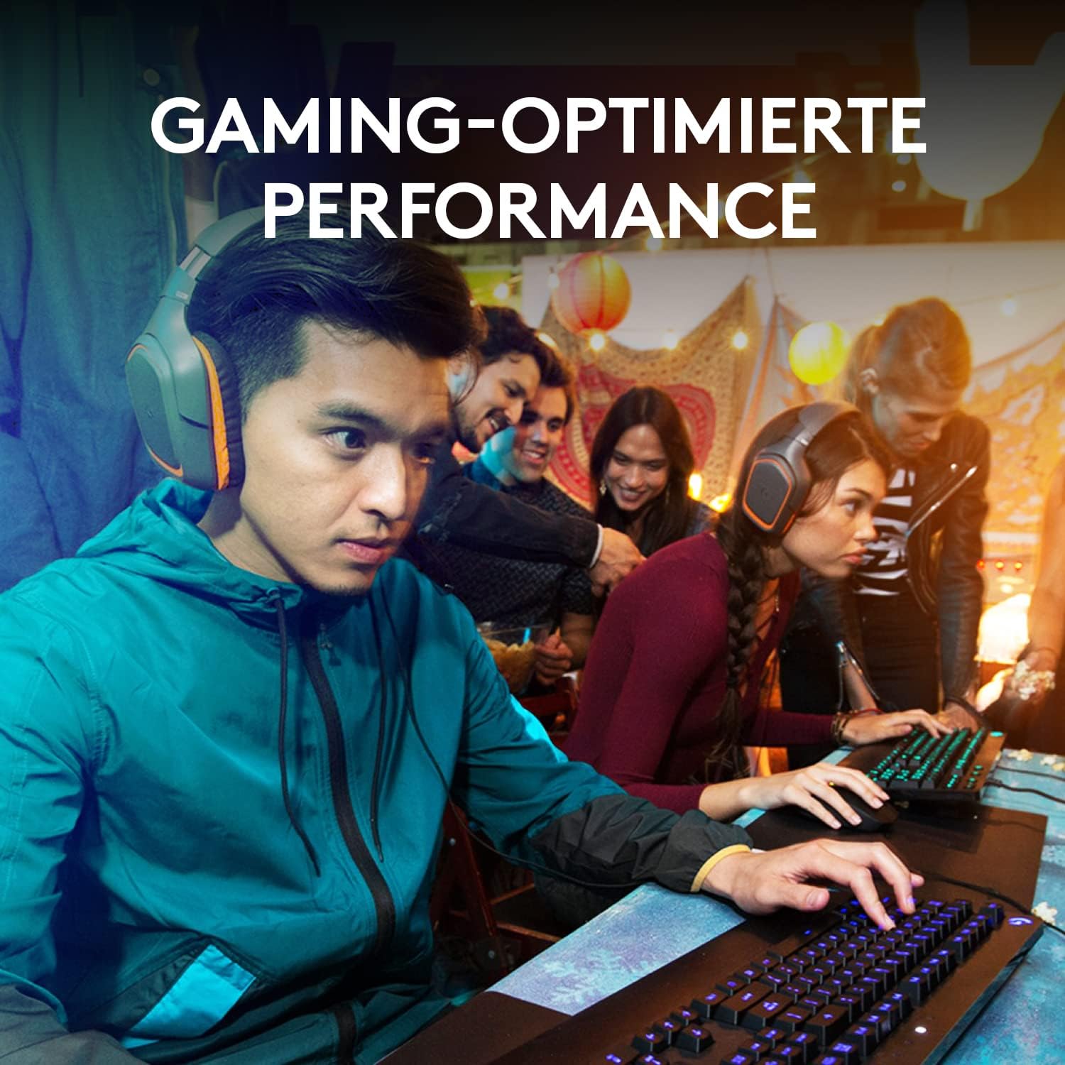 Logitech G213 Gaming Keyboard Prodigy, RGB-Beleuchtung, programmierbare G-Tasten, Multimedia-Bedienelemente, integrierte Handballenauflage, spritzwassergeschützt, deutsches QWERTZ-Layout, Schwarz – Bild 2
