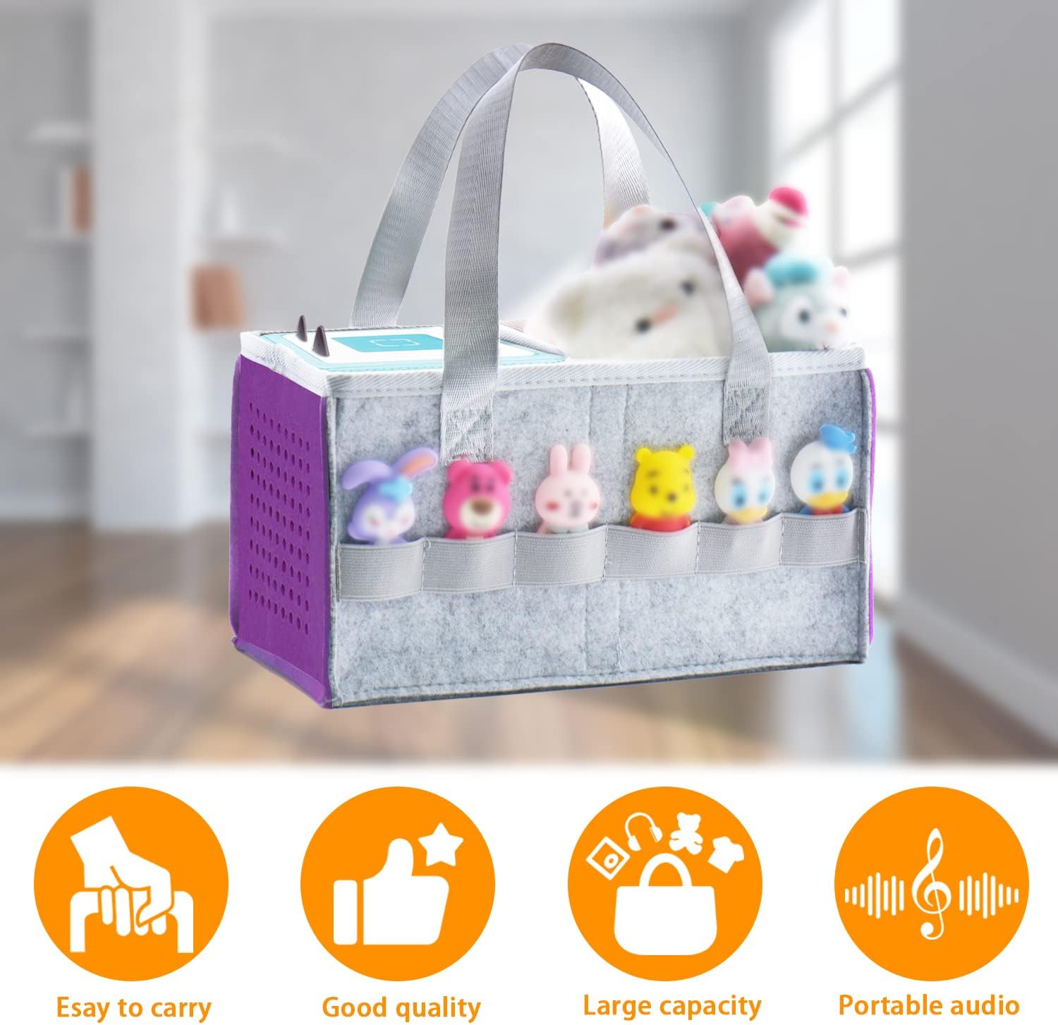 Filz Organizer Tasche für Toniebox Starter Kit und Zubehör, Reise Tonies Tragetasche mit Griff für Toniebox & Zubehör (Lila) – Bild 5