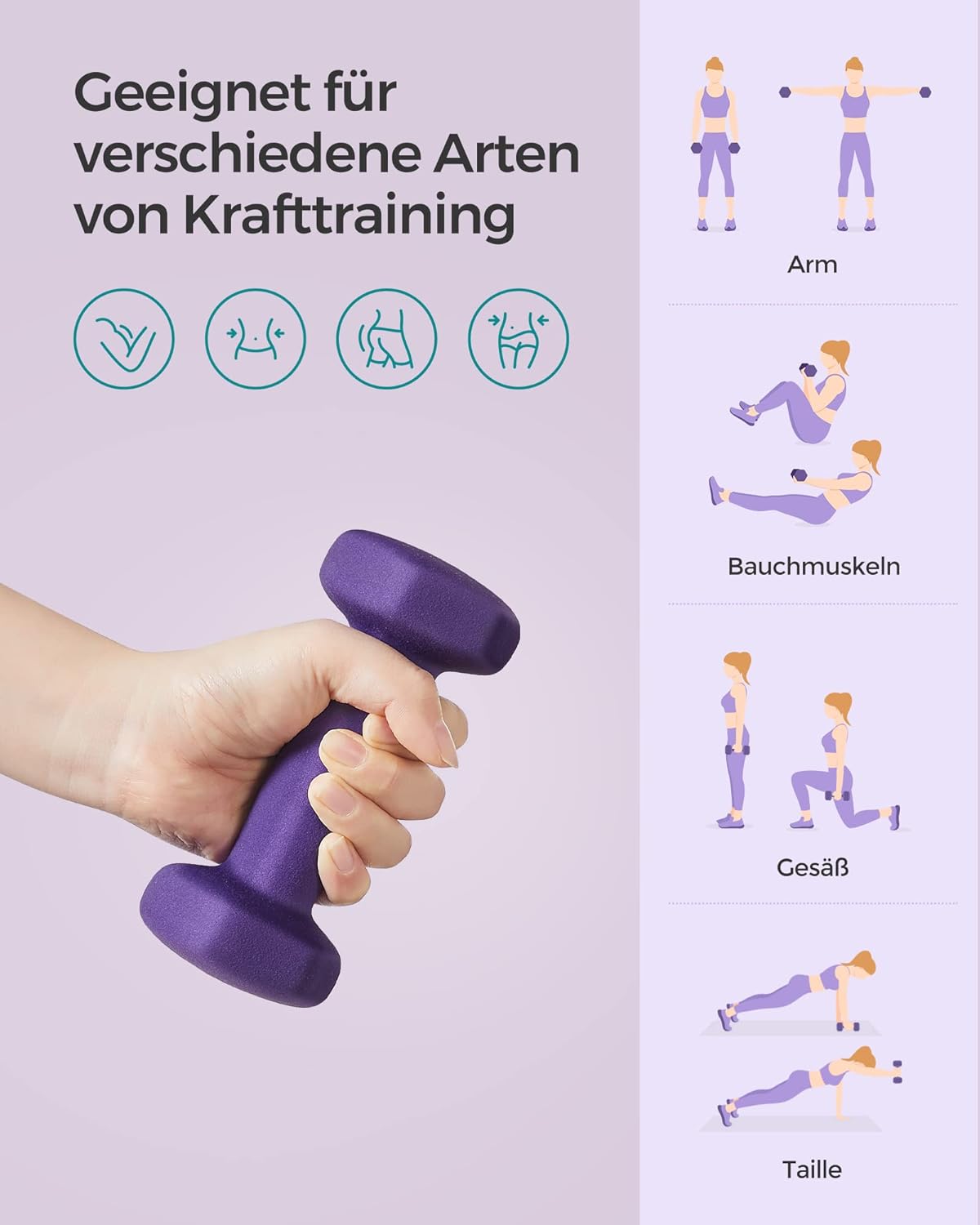 SONGMICS 2er-Pack Sechseckhanteln mit Neoprenbeschichtung für Krafttraining, Fitness, Zuhause – Bild 5