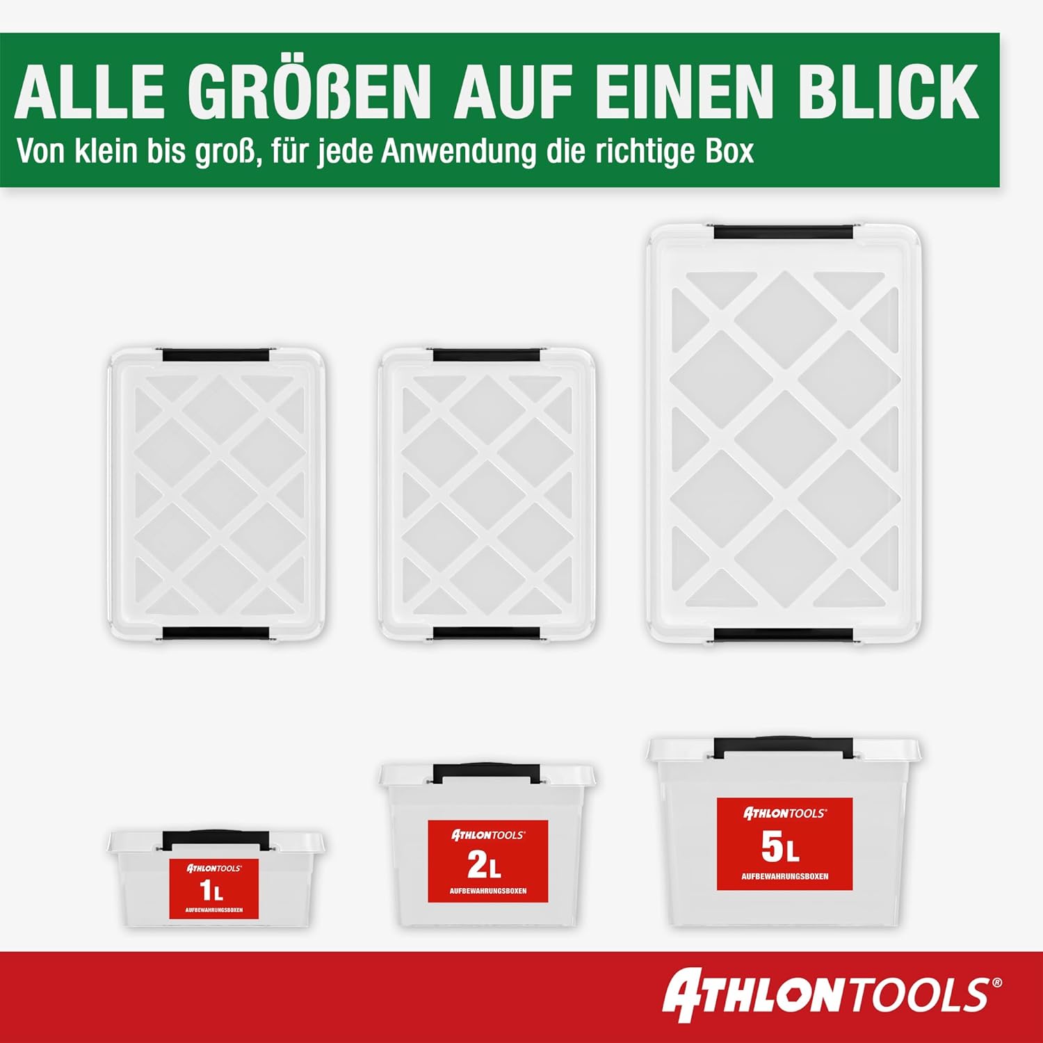 ATHLON TOOLS 10er Set 5L Aufbewahrungsboxen mit Deckel, klein, 100% lebensmittelecht, BPA-frei, Kunststoffbox mit Deckel, stapelbar, Aufbewahrung & Organisation, Kunststoff-Stapelboxen aus neuem Material – Bild 5