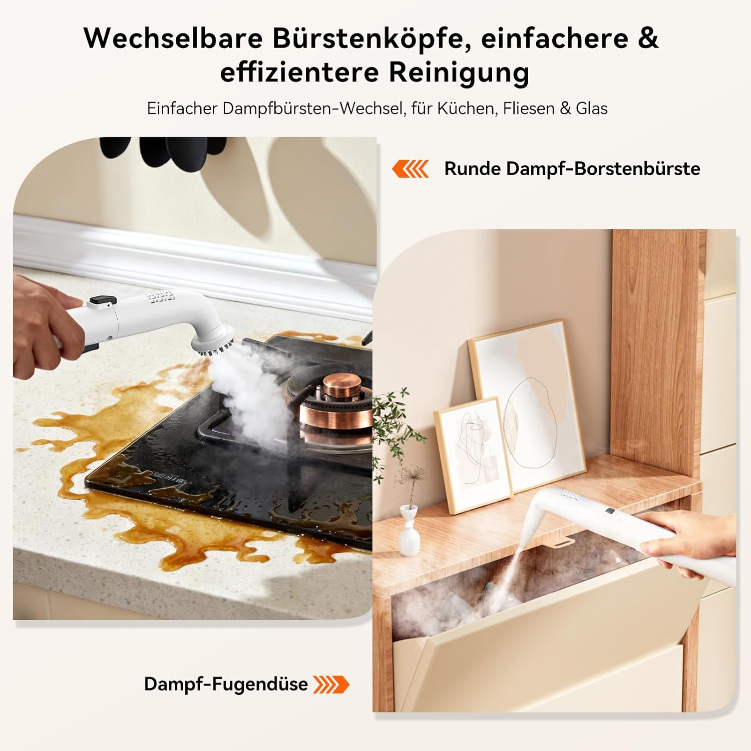 Uwant Y100 Dampf-Polsterreinigungsgerät, 3-in-1-Nasssauger für Sofa, Teppich und Auto mit 18 kPa, 100 °C heißem Dampf, 65 °C heißem Wasser, kaltem Wasser, selbstreinigend, Multi-Bürstenkopf und 500 ml Teppich – Bild 7