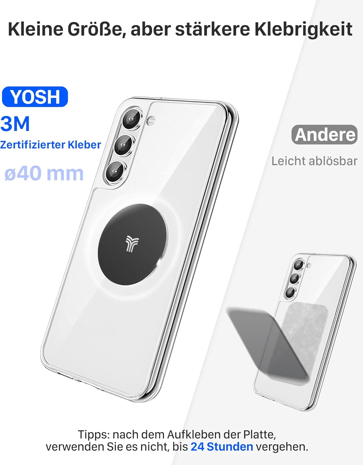 YOSH Handyhalterung Auto Magnetische Lüftung Magnetisch für Lüftungsgitter, Ultrakompakte Handyhalterung Auto mit Starken Magneten, Universal Auto für iPhone Samsung Pixel & Andere Geräte mit Metallplatten – Bild 3