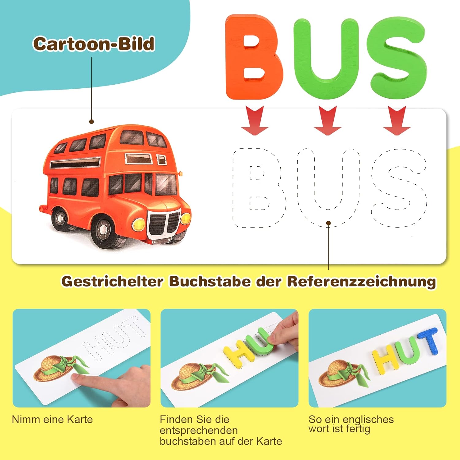 Qukir Buchstaben lernen Lernspiele, Montessori-Spielzeug ab 3 Jahren, Vorschulspiele ab 2 3 4 5 6 7 Jahren, Jungen und Mädchen, Geschenk, Junge, 3 4 5 6 Jahre, Lernspiele ab 3 4 5 6 Jahren, Kinderspielzeug – Bild 5