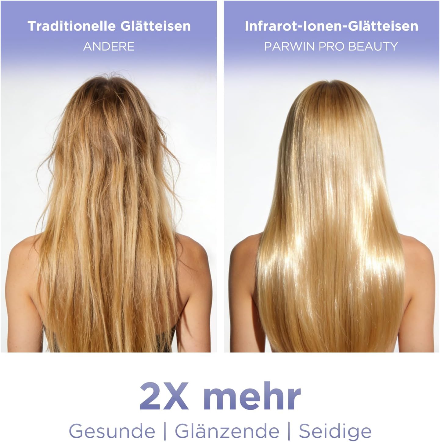 Infrarot-Ionen-Haarglätter mit breiten 45-mm-Stylingplatten, PARWIN PRO BEAUTY Professionelles Glätteisen für dickes, krauses, lockiges und langes Haar, Infrarot- und Ionentherapie, 14 Temperaturstufen, Lila – Bild 4