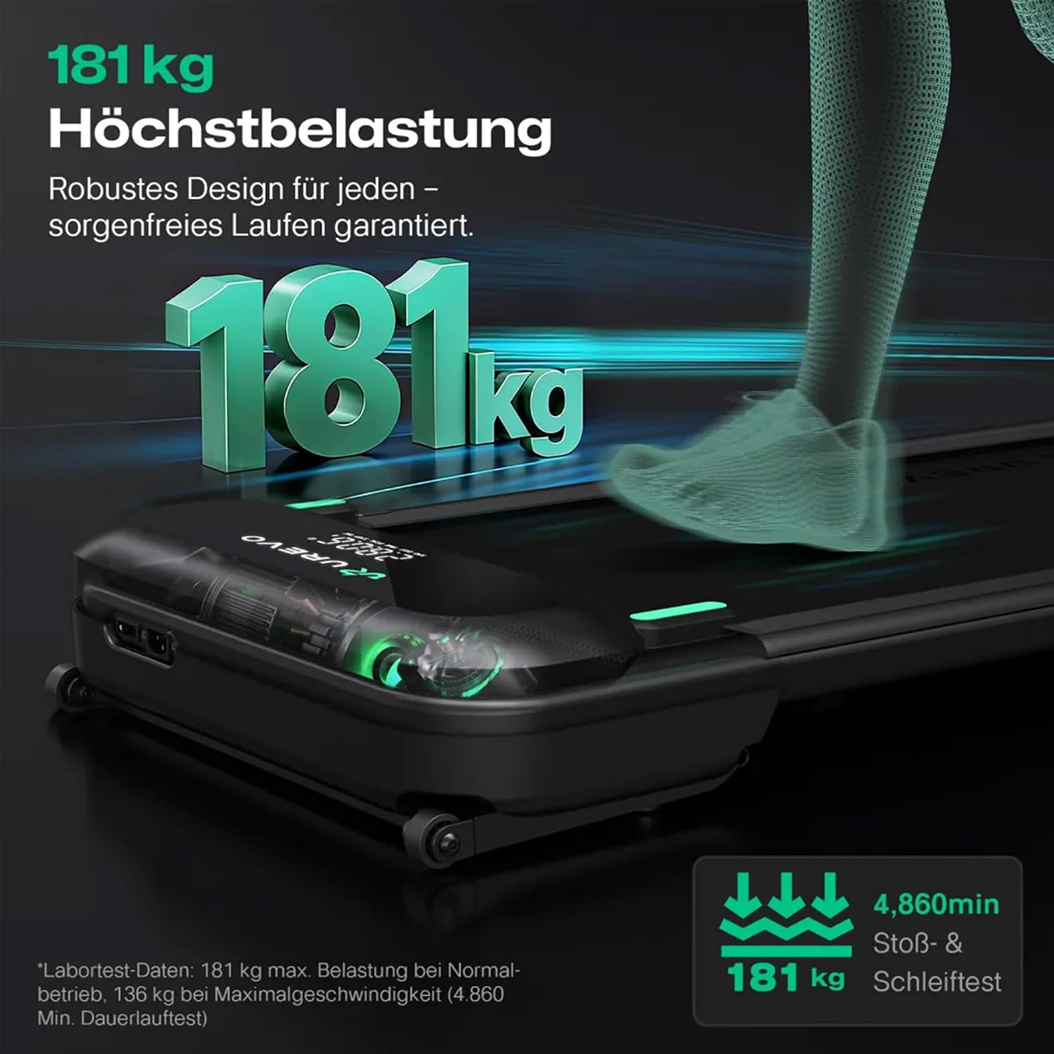 UREVO Automatische Steigung Walking Pad Mit KI-App, Laufband Schreibtisch, Leises Laufband mit bürstenlosem Motor für Wohnungen, kleine Räume und Homeoffice, 12-Punkt-Stoßdämpfung & virtuelles Wandern – Bild 7