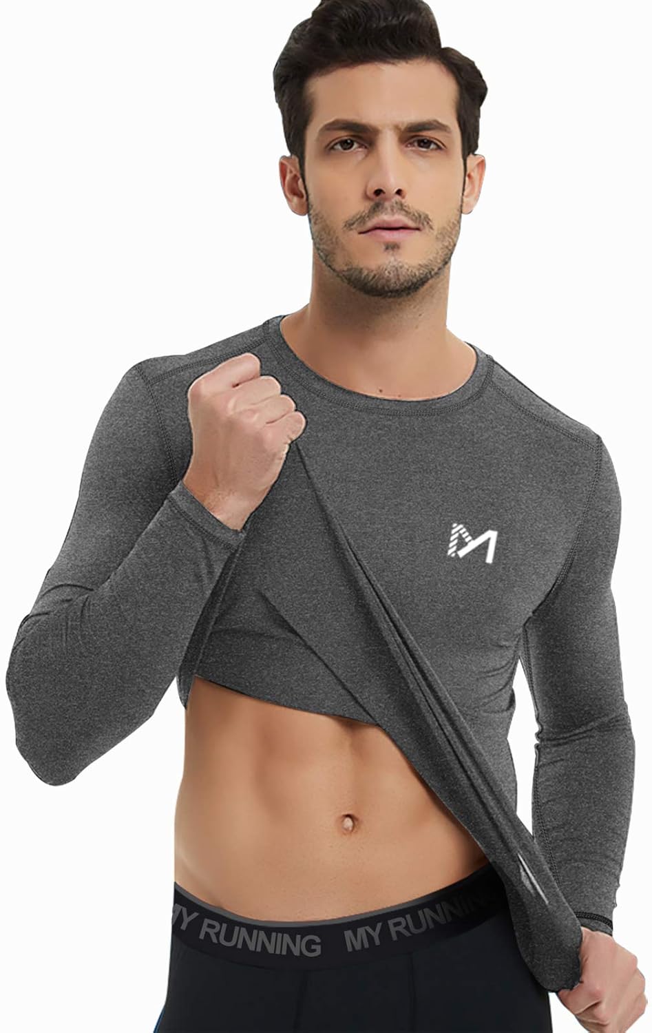 MEETYOO Kompressionsshirt Herren, Langarm-Fitnessshirt, atmungsaktives Sportshirt für Laufen, Joggen, Sport, Fitnessstudio – Bild 2