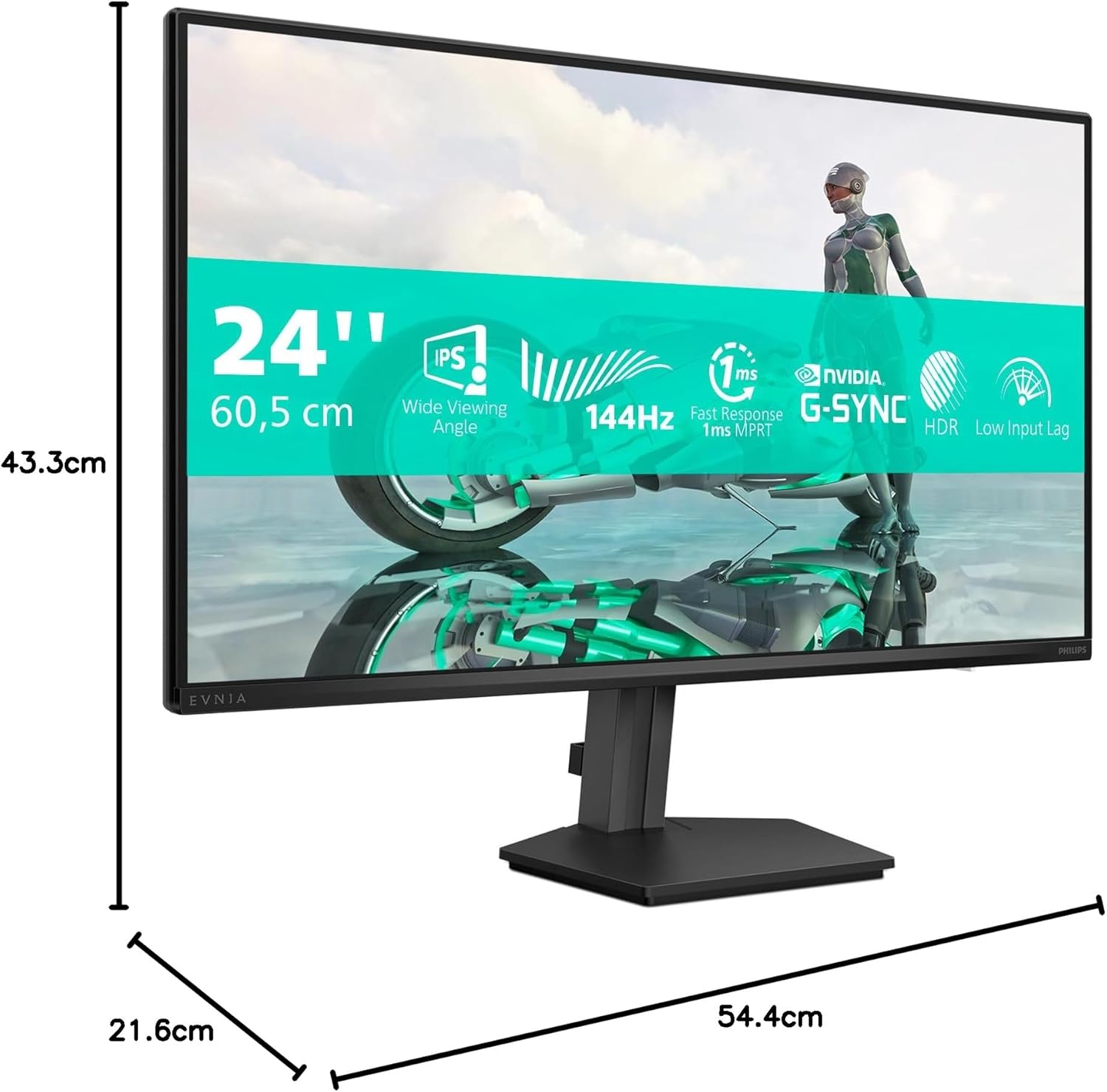 PHILIPS Evnia 24M2N3200NF – 24-Zoll-Full-HD-Gaming-Monitor, 144 Hz, 1 ms MPRT, FreeSync, G-Sync Comp. (1920 x 1080, HDMI 2.0, DisplayPort 1.4) Schwarz – Bild 7