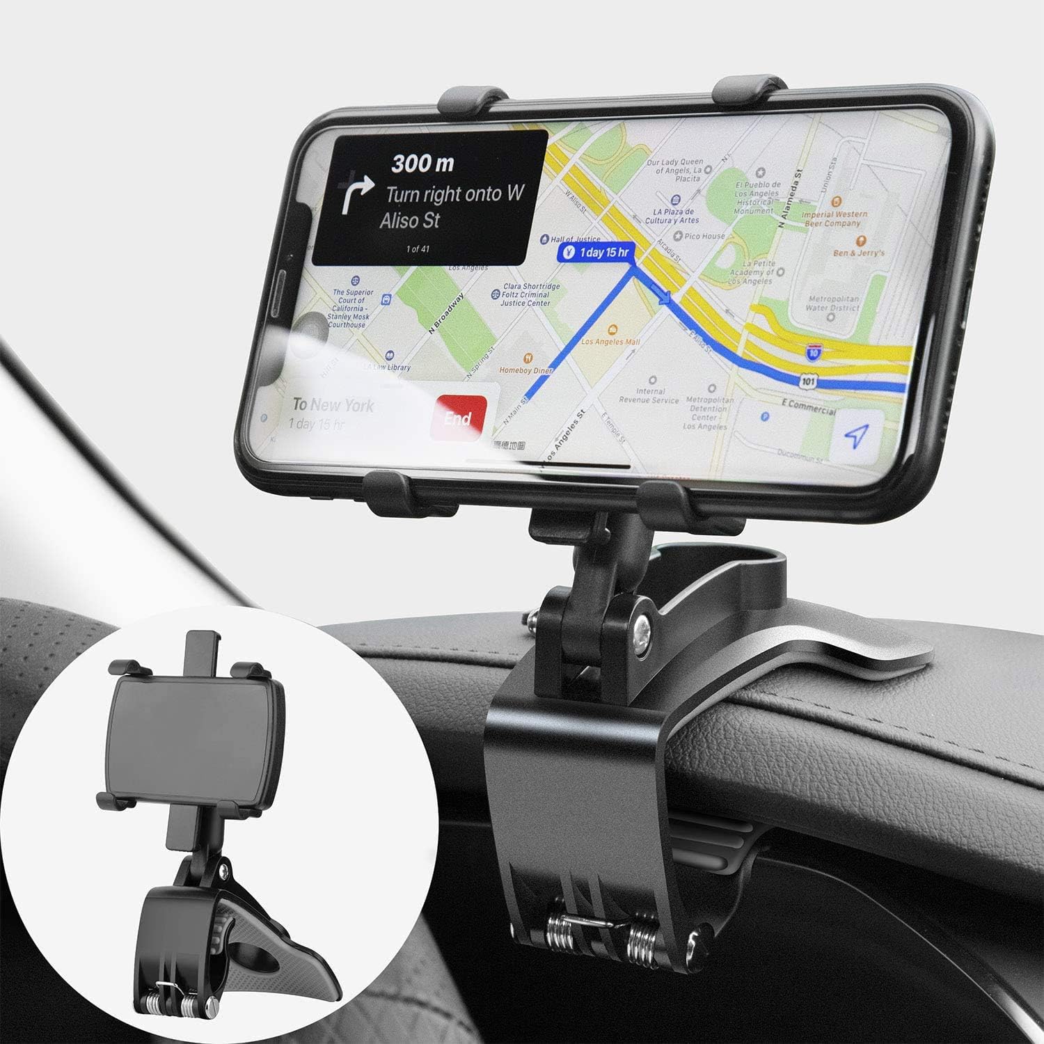 Handyhalterung fürs Auto, Handyhalterung um 360 Grad drehbar – Armaturenbrett-Handyhalterung, Auto-Clip-Halterung, KFZ-Handyhalterung, geeignet für 4 bis 7 Zoll große Smartphones