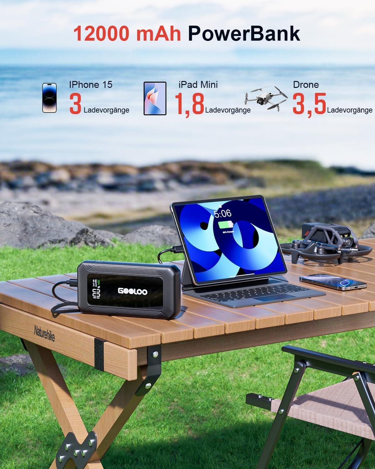 GOOLOO G7 Starthilfe-Powerbank für Auto, 3000 A tragbare Starter-Powerbank mit 45 W USB-C-Schnellladung & LED-Taschenlampe, Booster-Auto-Starthilfe für 12 V (bis zu 8,5 l Benzin/6 l Diesel) – Bild 4