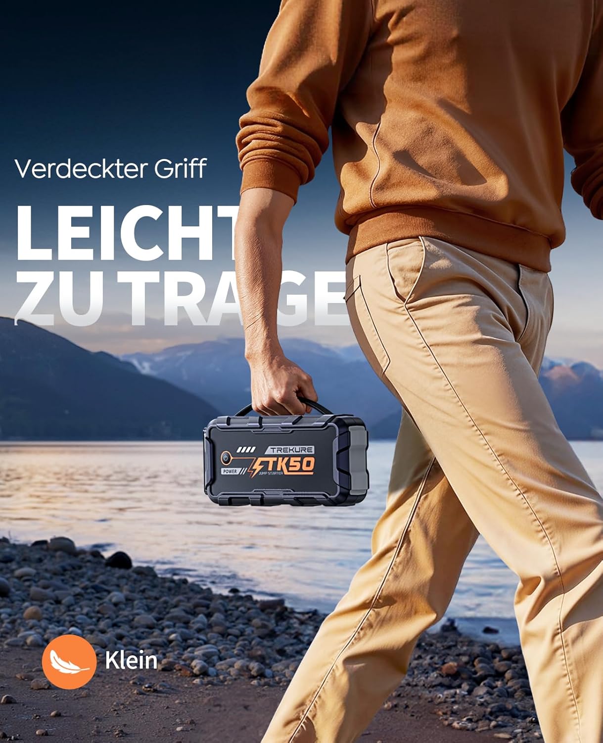 Starthilfe-Powerbank für Autos 8000 A (Alle Benziner/12,0 l Diesel), Auto-Starthilfe 26800 mAh, 12-V-Autobatterie-Booster mit 800-Lumen-Taschenlampe, 2 USB-Ausgänge, verdickte Starthilfekabel, tragbarer Griff – Bild 5