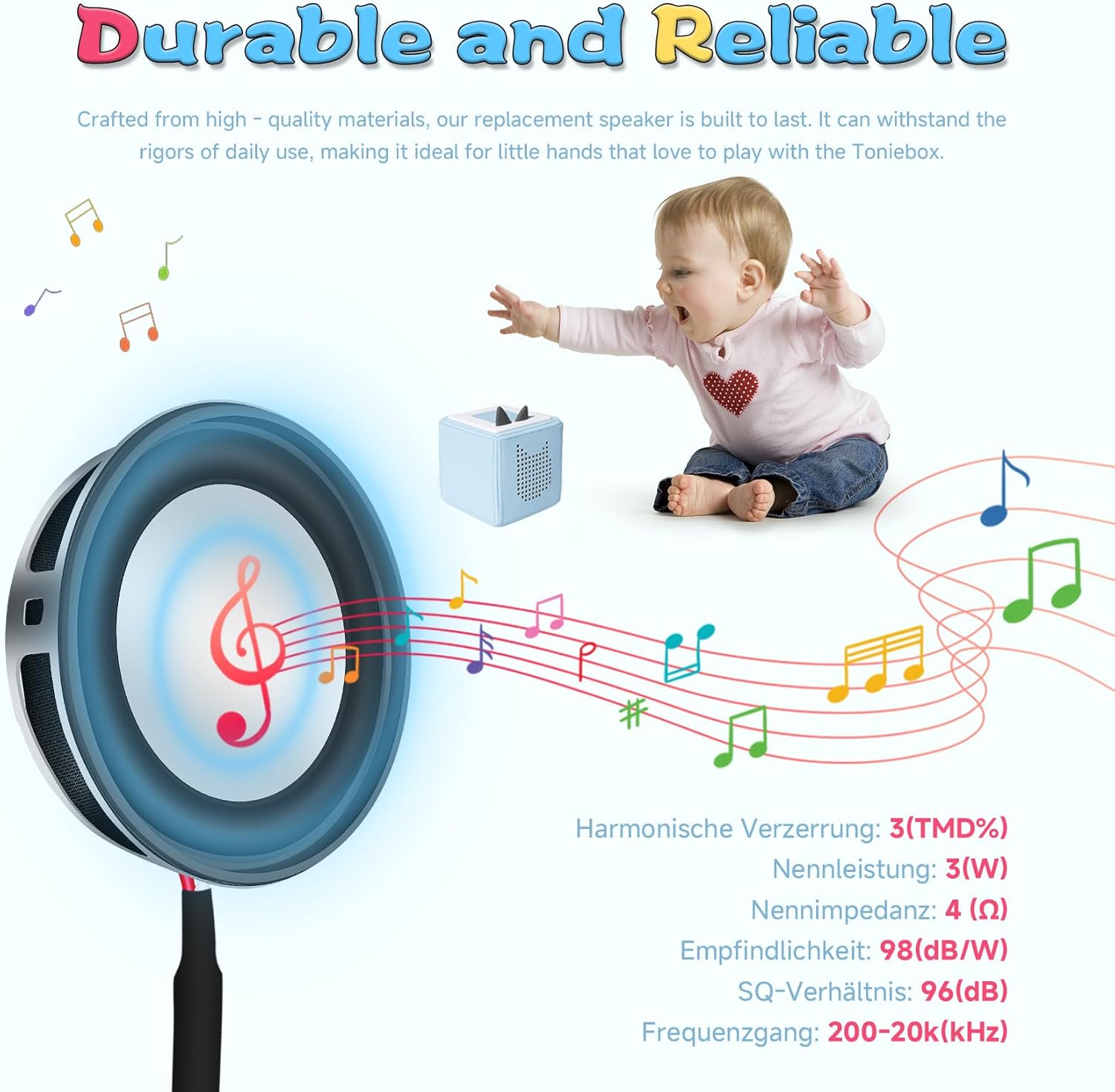 Ersatzlautsprecher 4Ω 3W kompatibel mit Toniebox Audio Player, 40mm Ersatzlautsprecher Reparatur Zubehör Set - Musikbox Einbaulautsprecher Ersatzteile mit Schraubendreher für Toniebox Lautsprecher (1) – Bild 5