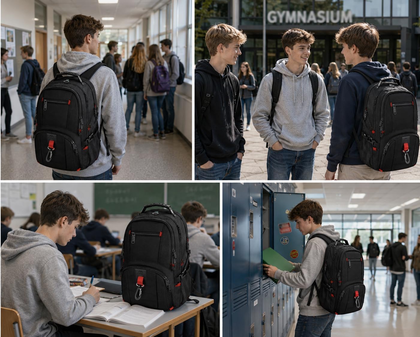 Laptop-Rucksack, Herren-Rucksack, Schulrucksack für Männer, Jungen, Teenager – Bild 3