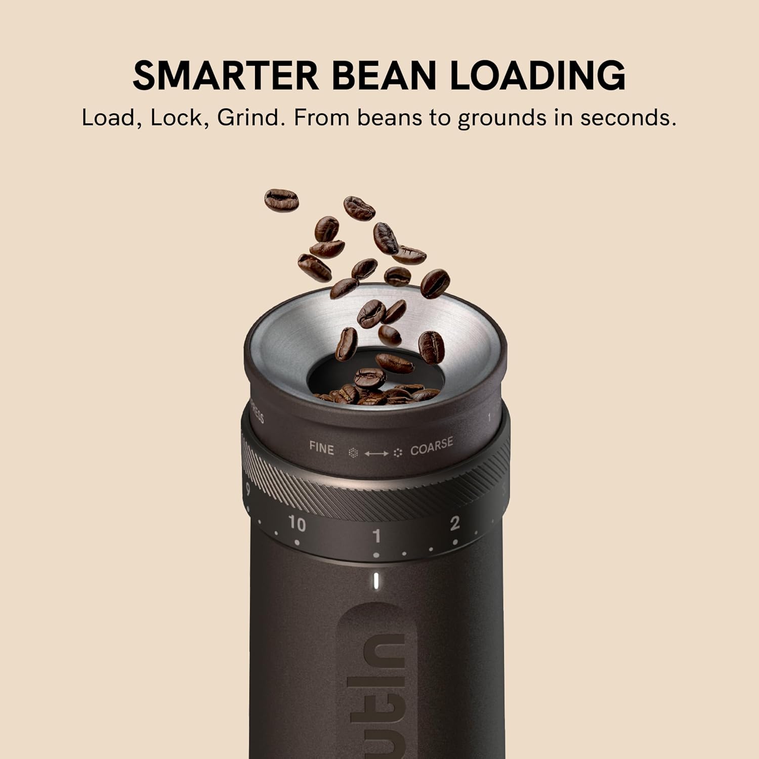 OutIn Fino Tragbare elektrische Kaffeemühle, Kegelmahlwerk – 28 externe Mahlstufen, 7-Sterne-Edelstahlkegel und Ein-Knopf-Bedienung, kompakte Kaffeemühle Espresso mit Schnellladung, für Reisen und Haushalt – Bild 4