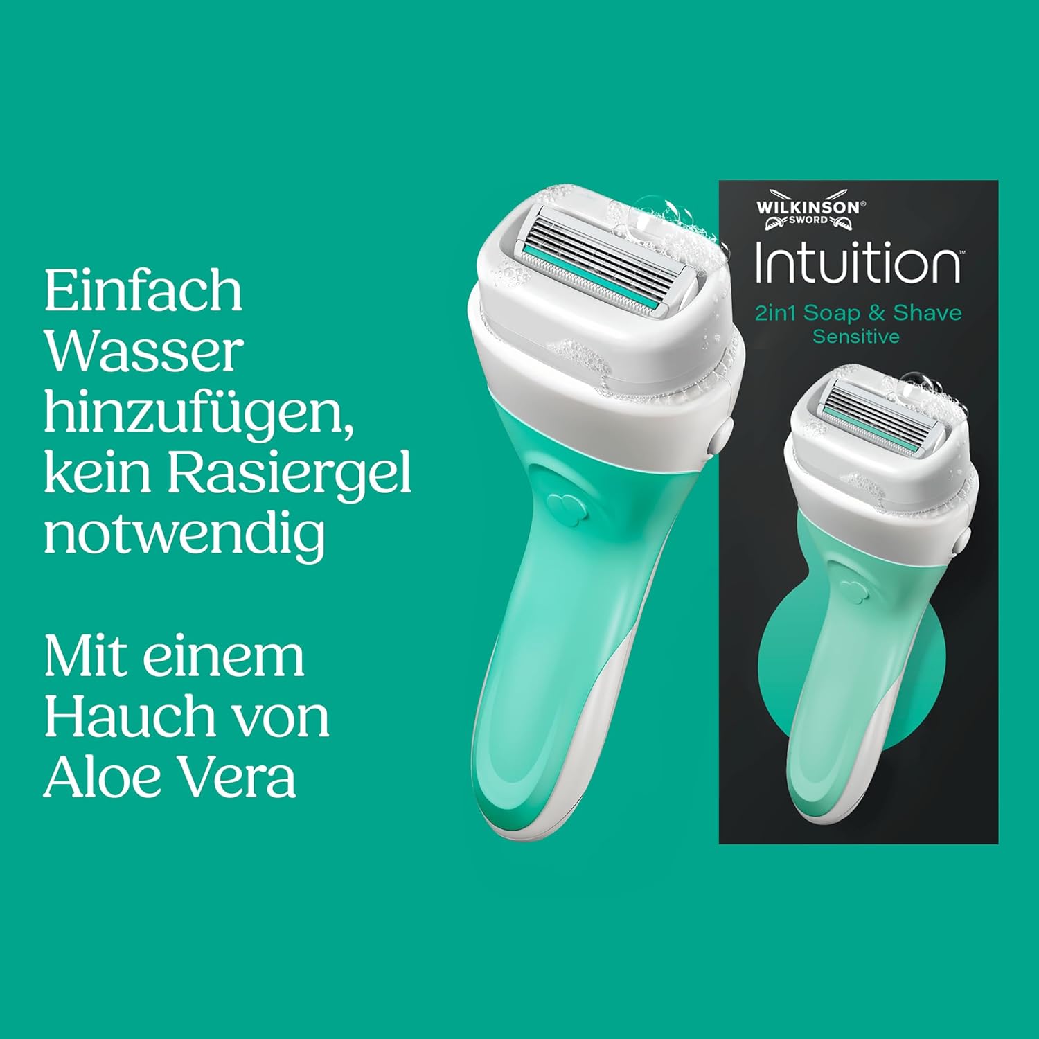 Wilkinson Sword Intuition 2-in-1 Soap & Shave Damenrasierer für empfindliche Haut, Rasiergriff und 1 Ersatzklinge – Bild 2