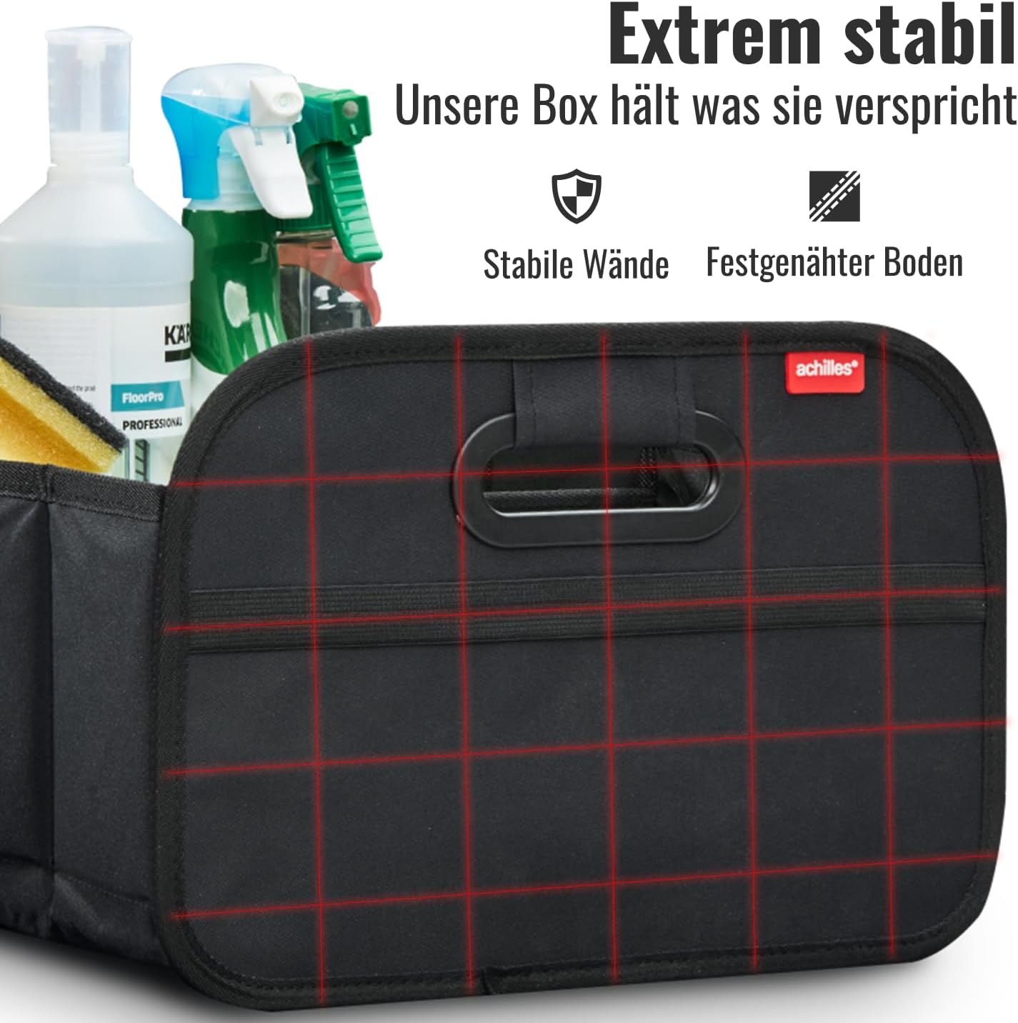 achilles Kofferraum-Organizer – faltbare Kofferraumtasche und viel Stauraum – geräumige und pflegeleichte Faltbox – Innenraum-Organizer für Autozubehör – stabile Basis und Tragegriff – Bild 5