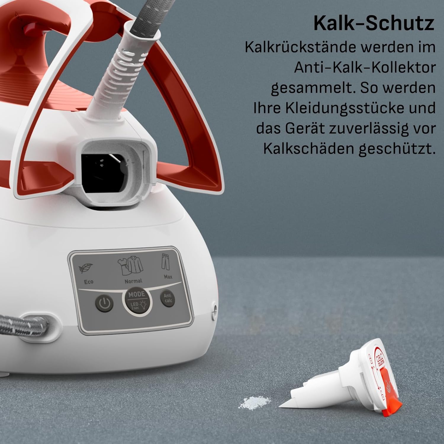 Tefal SV8110 Express Power Dampfbügelstation, 420 g/min Dampfstoß, 120 g/min kontinuierliche Dampfleistung, Smart Temp-Technologie, Kalksammler, XL-Wassertank, Terrakotta/Weiß – Bild 5
