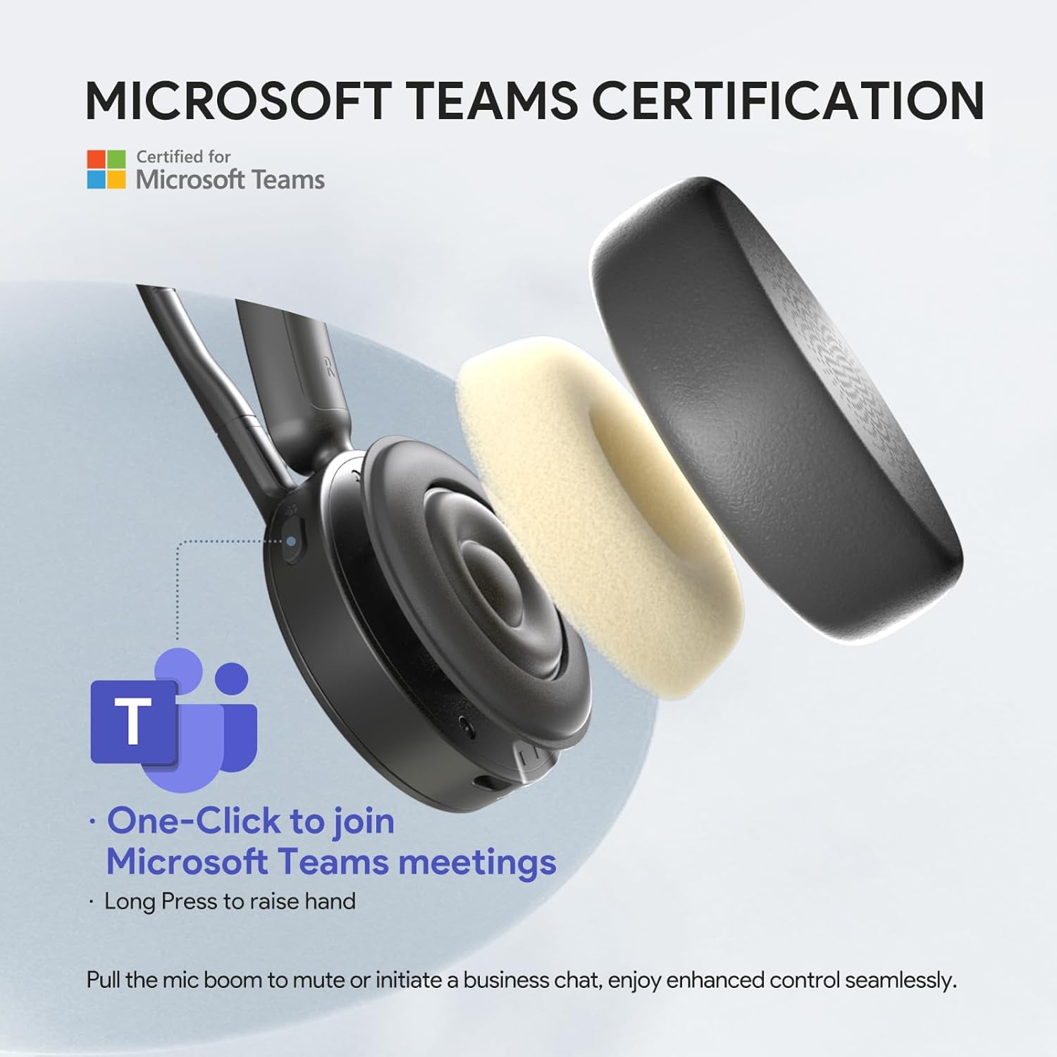 Yealink BH70 Bluetooth-Headset mit Mikrofon für Home Office, Microsoft Teams-zertifizierte Bluetooth-Kopfhörer kabellos bis zu 35 Stunden Sprechzeit, 3 AI-Mikrofon-Rauschunterdrückung, 50 m kabellose Reichweite – Bild 8
