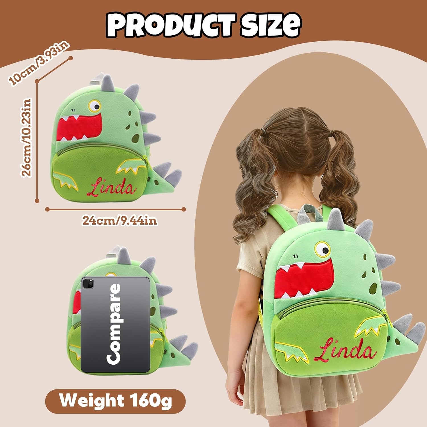 Allgemeiner personalisierter Kinderrucksack, gestickter Name, geeigneter Kinderrucksack für Mädchen, Jungen, geeignet für Kindergarten, Kindergarten und Schule, personalisierte Geschenke für den Schulanfang – Bild 3