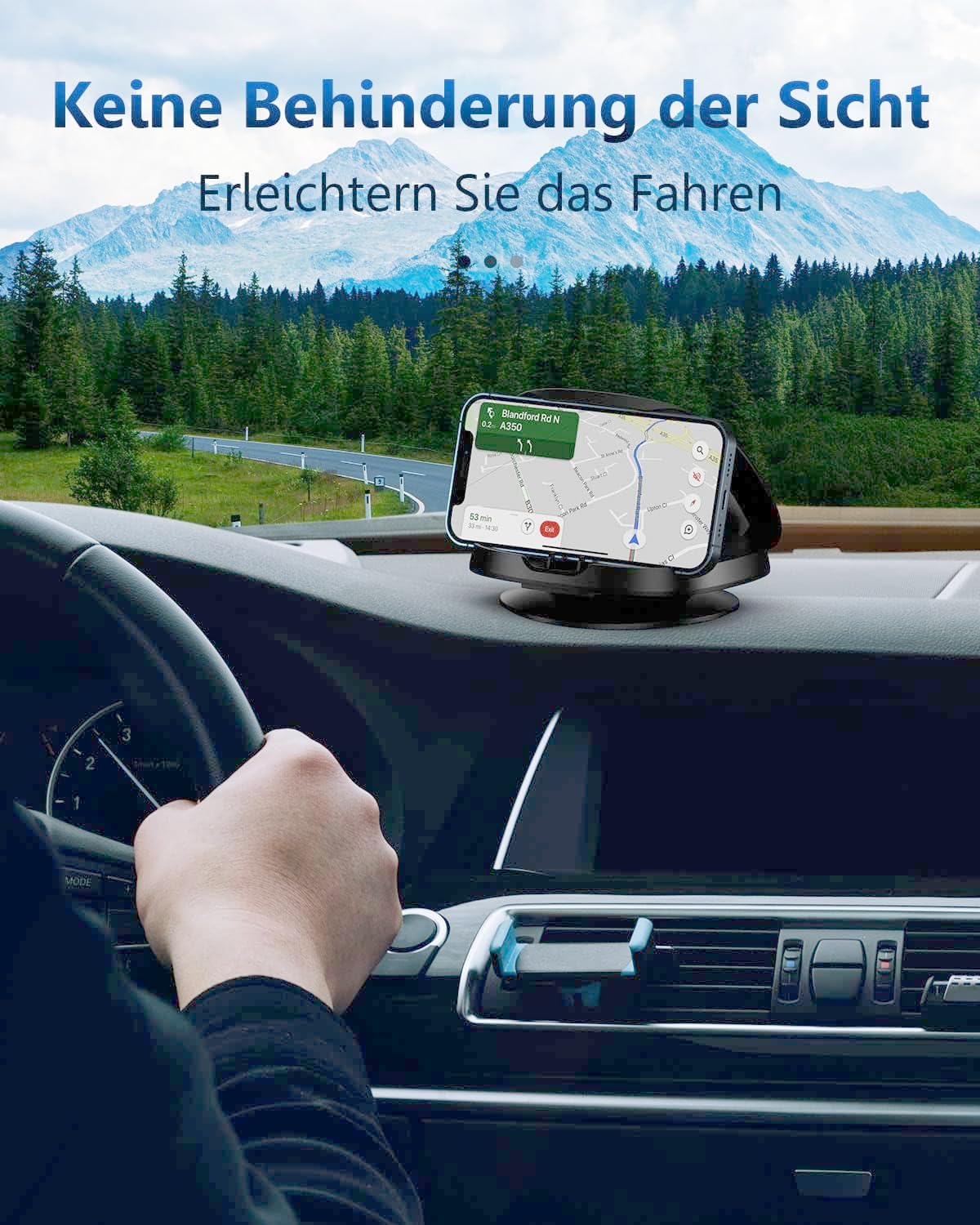 Handyhalterung Auto, 360° drehbare Handyhalterung Auto, Armaturenbrett Auto Handyhalterung mit Klebebasis, Auto Handyhalterung für iPhone 17/16/15/14/13/Pro Max/XS/XR, Samsung Galaxy Smartphones – Bild 6