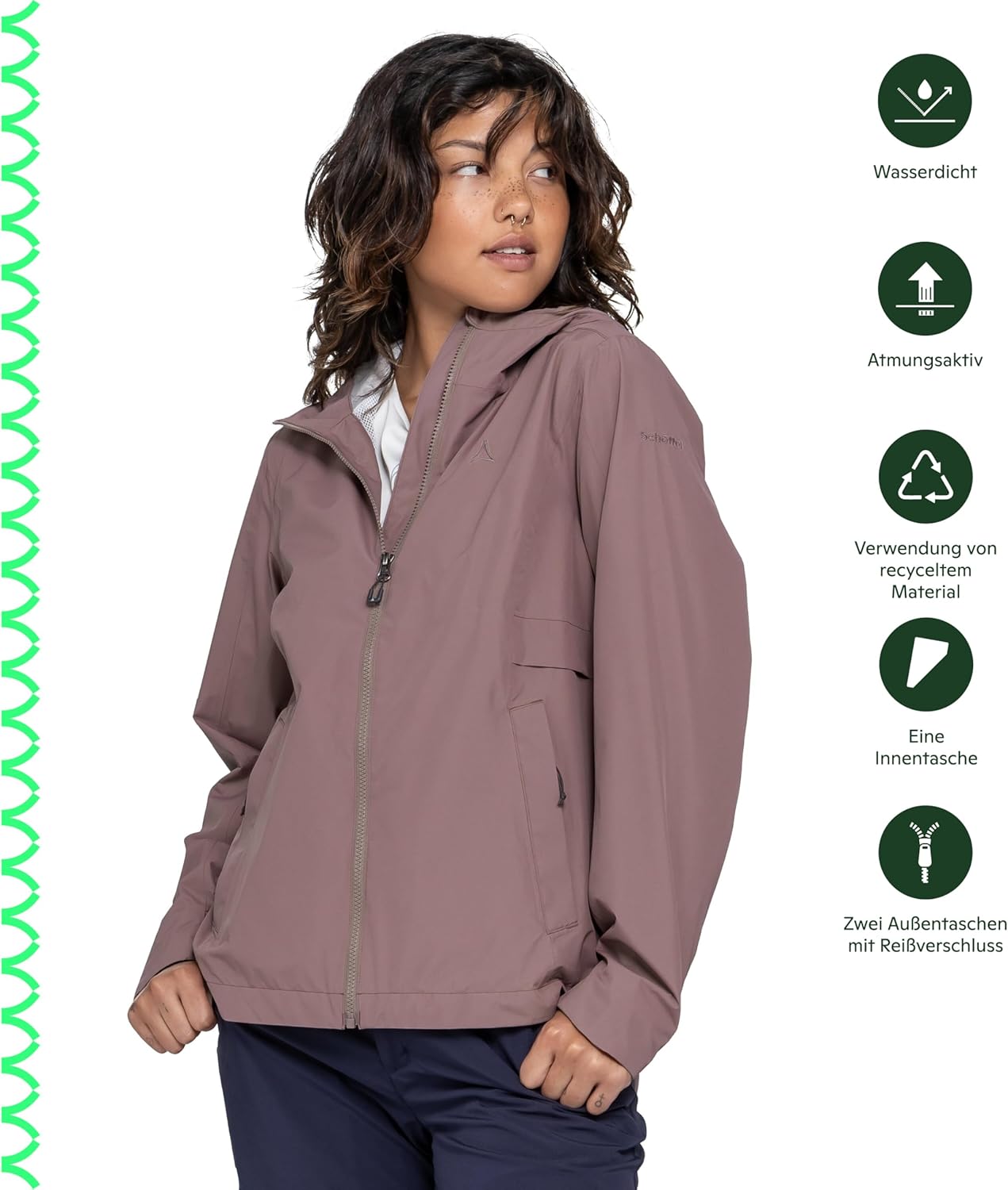 Schöffel Damen Jacke Style Bohorok WMS wasserdichte atmungsaktive Outdoorjacke elegante Funktionsjacke mit Kapuze und Stufensaum – Bild 2