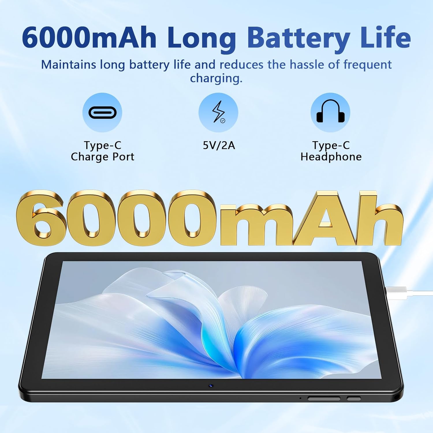 Tablet 10 Zoll, Aobante Android 15 Tablets, 18 GB + 128 GB, 1 TB erweiterbar, Widevine L1-kompatibel, Octa-Core, Tablet mit WiFi 6, 6000 mAh Akku, Dual-Kamera (5 MP + 8 MP), Gemini AI – Bild 5