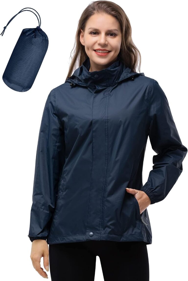 33.000ft Damen-Regenjacke, wasserdicht, faltbar, mit Kapuze, leicht, atmungsaktiv, Windjacke, Fahrradjacke, Sport, Outdoor-Jacke