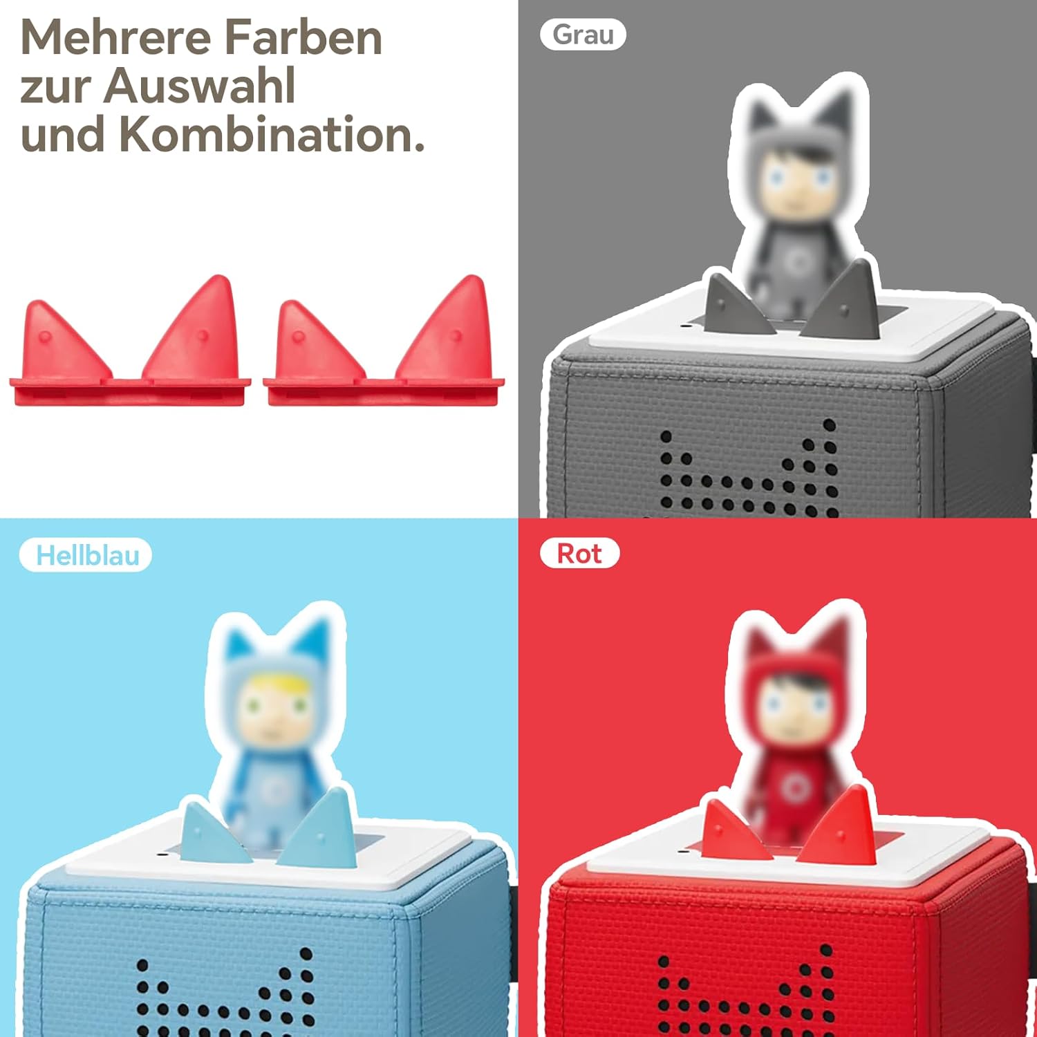Toniebox Ohren Ersatzteile Set, Ersatzohren für Toniebox Zubehör Lautstärkeregler, Tonie Box Ohren Ersatzteile komplett mit Kabel, Tonibox Reparatur Ersatzohren, Rot, 2 Stück – Bild 4