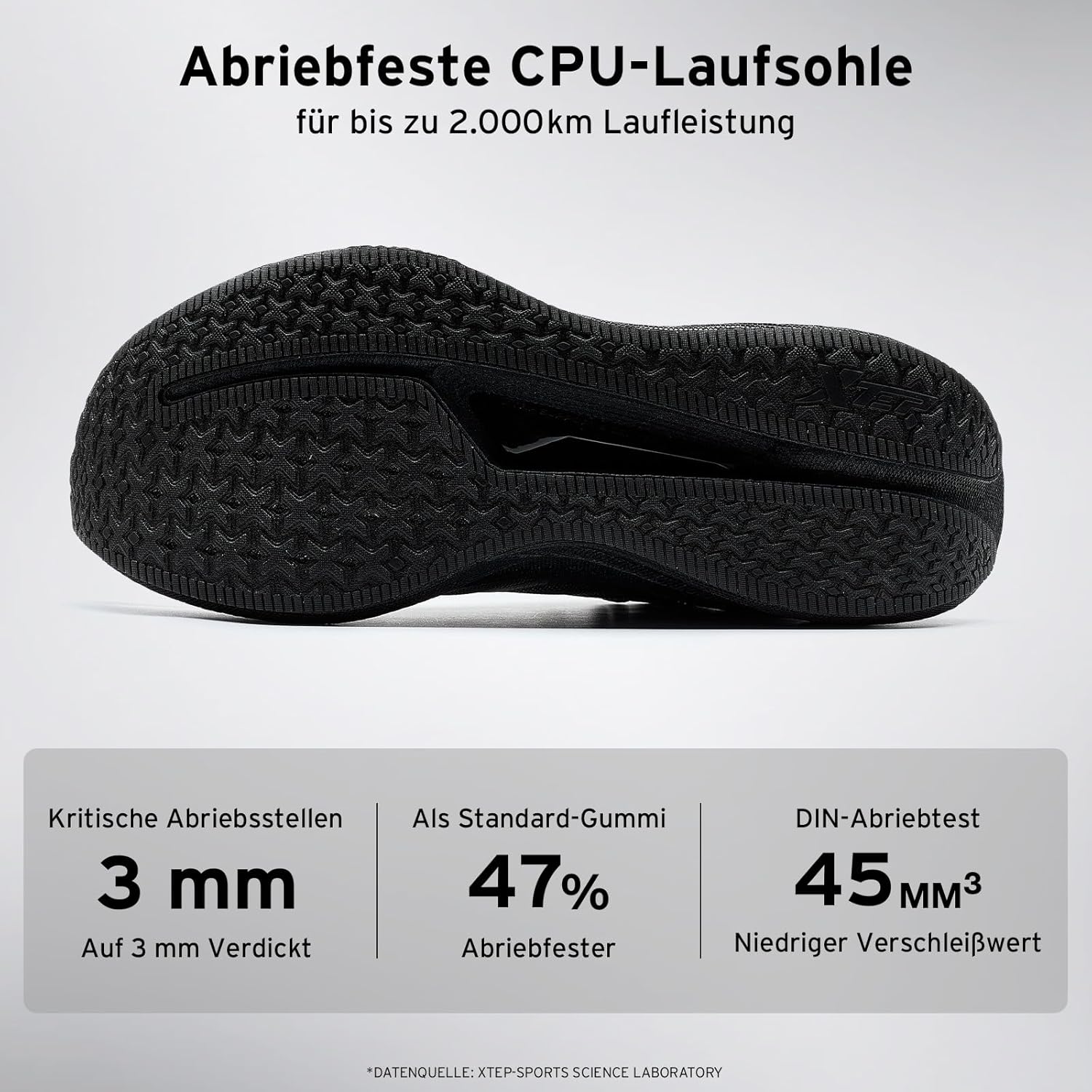 XTEP Professional 2000 km Herren-Laufschuhe für Prüfungstraining, hohe Dämpfung, starkes Rückstoßvermögen, rutschfeste und langlebige Sportschuhe, ideal für Langstreckenläufe ab 10 km – Bild 4