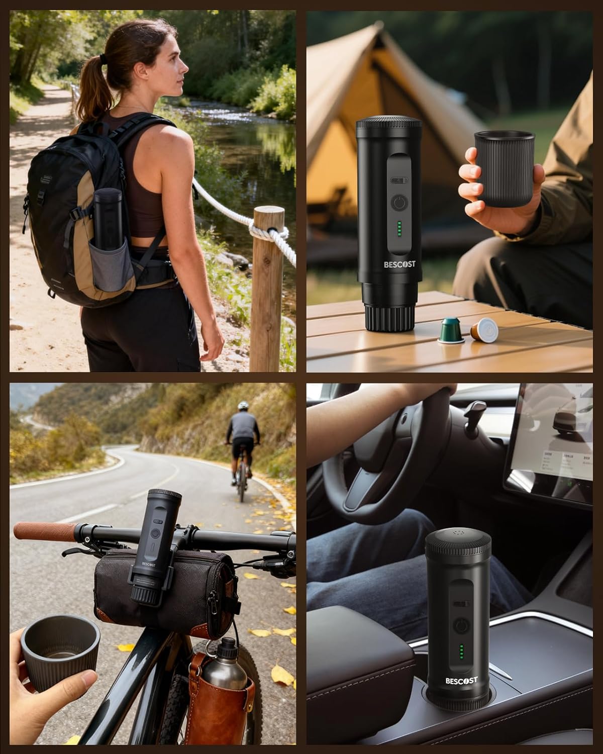 Tragbare Espressomaschine mit Akku 20 Bar, Camping-Kaffeemaschine für Reisen, USB-C, 2-in-1 Reisekaffeemaschine für NS-Kapseln & Kaffeepulver, Auto, Wohnmobil, Wandern, Reisen – Bild 7