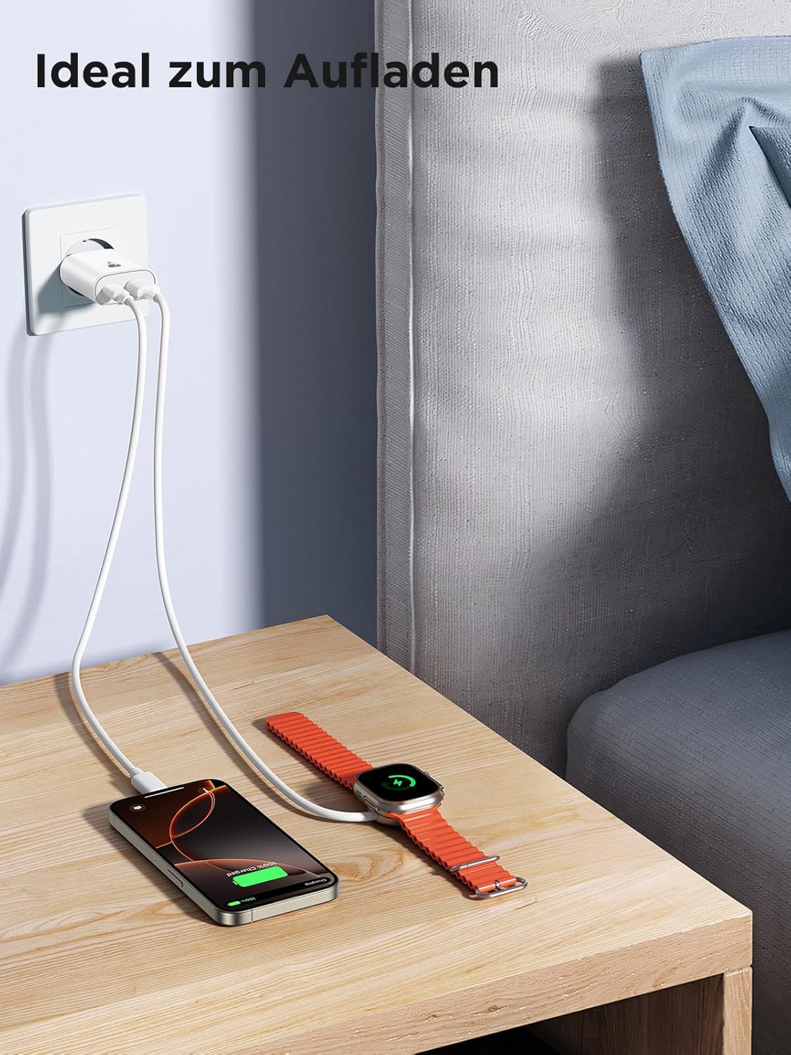 USB C Ladegerät, 2er Pack, 20W Schnellladegerät mit 2-fach USB Stecker (USB-C & USB-A), Handy Ladegerät mit PD 3.0 Power Adapter, USB Netzteil für iPhone Samsung, Schnellladegerät Typ C, Mehrfachladestecker – Bild 4