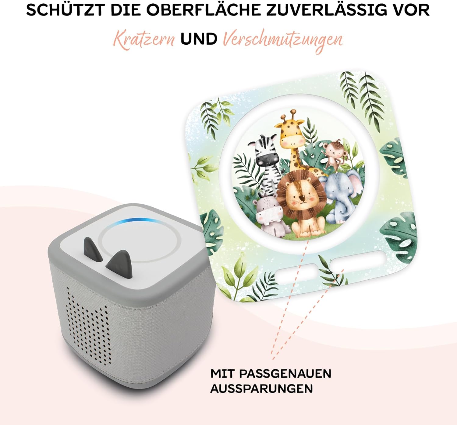 Displayschutzfolie kompatibel mit Toniebox 2, passgenaue Folie mit Motiv, Zubehör, selbstklebende Schutzhülle mit Design, Kratzschutz für Kinder, Spielzeug Y015, (54 Dschungel). – Bild 2