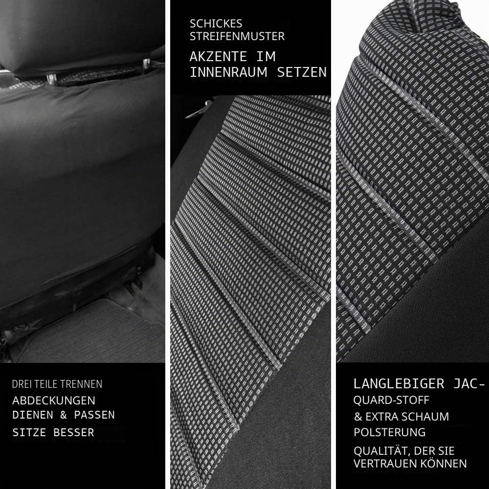 TOYOUN Universal Sitzbezüge Auto Vordersitze Autositzbezüge Schonbezüge Vordersitzbezüge Seitenairbag Passend für 2 Autositzbezüge aus Jacquard-Stoff, Grau – Bild 3