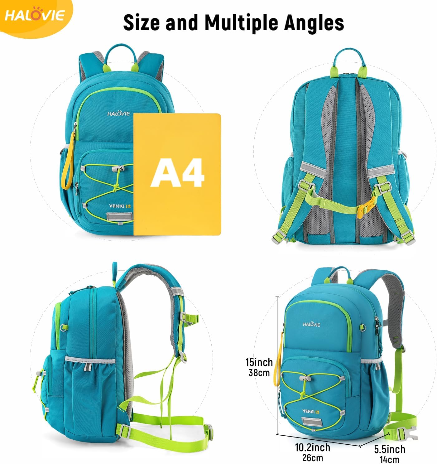 HALOVIE Kinderrucksack Jungen 12L Wanderrucksack Kinder mit Brustgurt für 6-10 Jahre Rucksack zum Wandern Outdoor – Bild 2