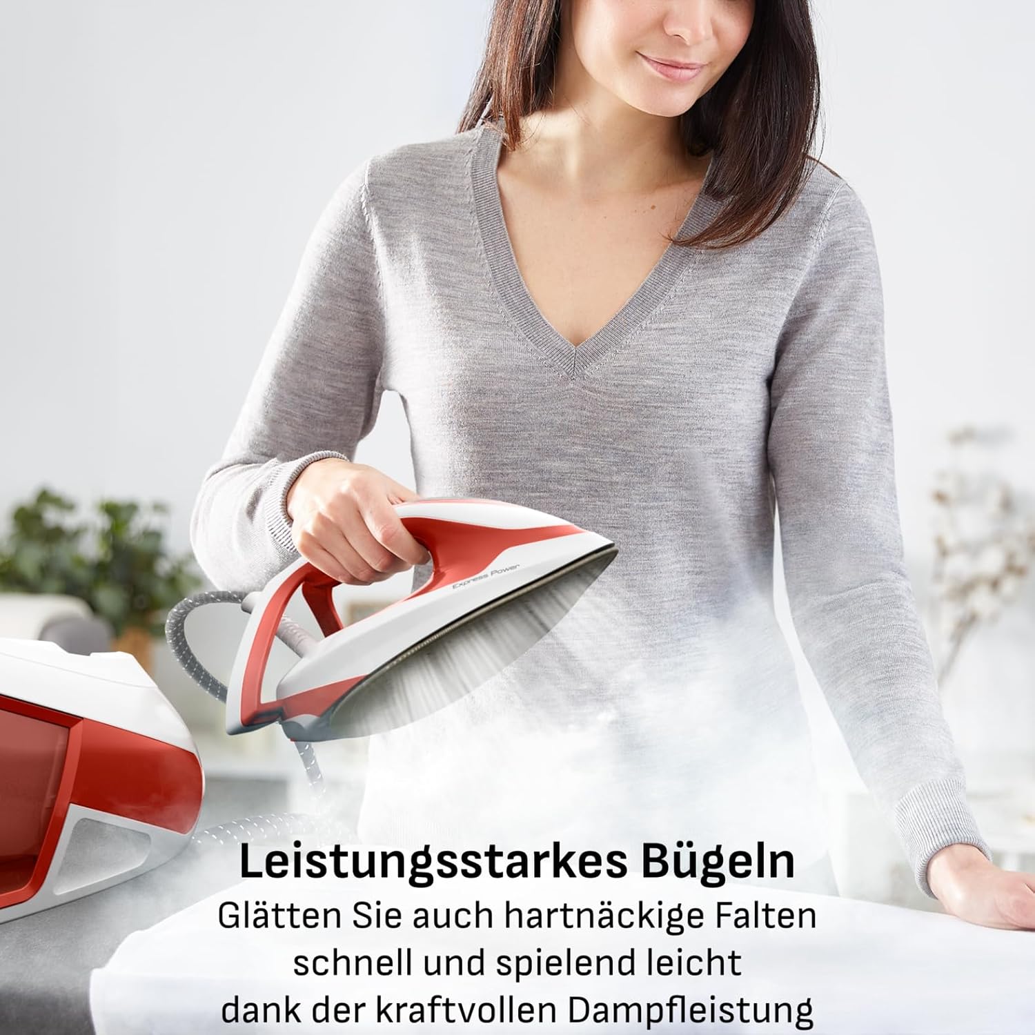 Tefal SV8110 Express Power Dampfbügelstation, 420 g/min Dampfstoß, 120 g/min kontinuierliche Dampfleistung, Smart Temp-Technologie, Kalksammler, XL-Wassertank, Terrakotta/Weiß – Bild 2