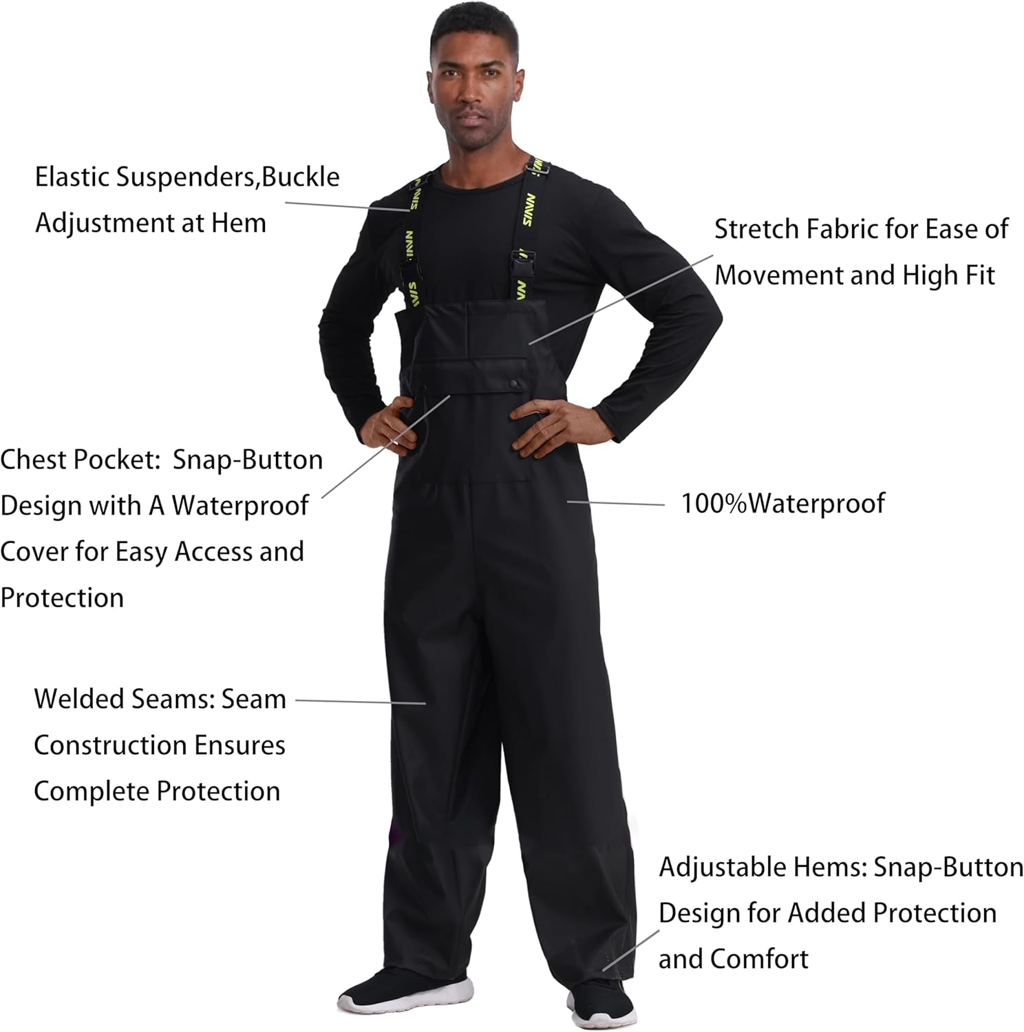 Wasserdichter Regenanzug für Herren – Regenjacke & Regenlatzhose mit abnehmbarer Kapuze, robuste PU-Arbeitskleidung für Bau, Industrie, Angeln – Bild 7