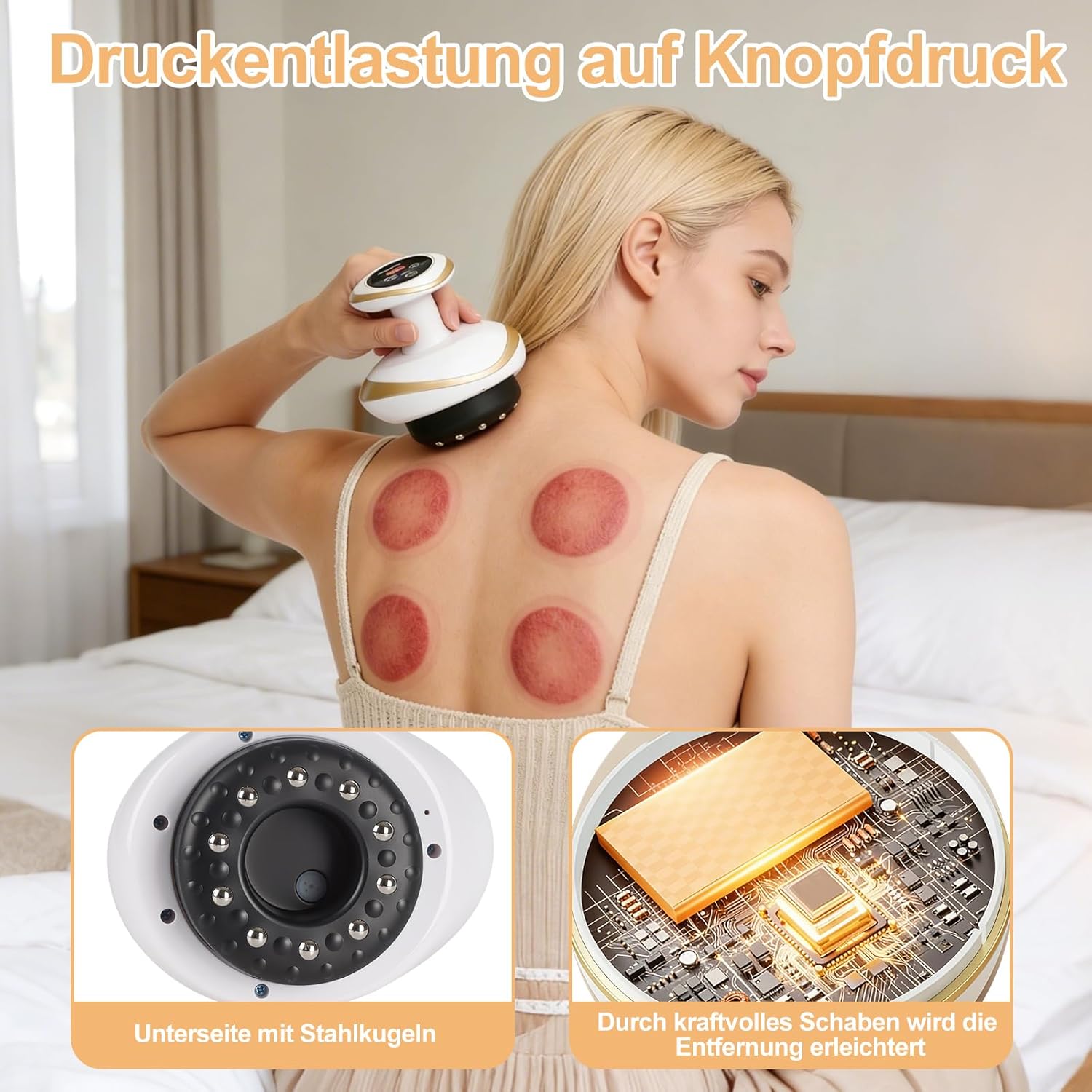 Lymphdrainagegerät, Cellulite-Massagegerät, 4-in-1-Massagegerät mit Vakuum-Schröpftherapie & Gua Sha Electric, Schröpfgerät elektrisch zur Hautstraffung und Durchblutung, Anti-Cellulite-Massage – Bild 3
