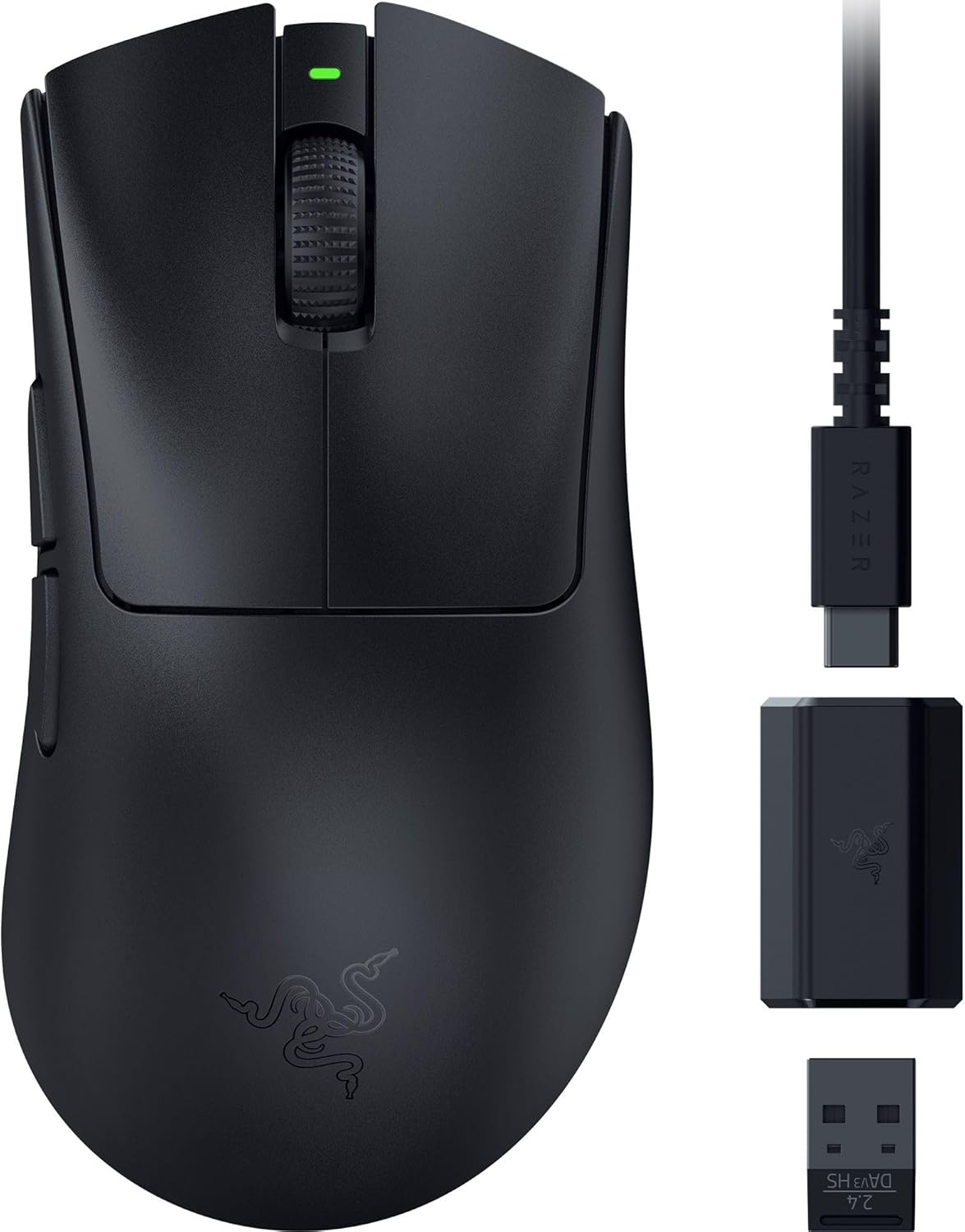 Razer DeathAdder V3 HyperSpeed – Ultraleichte, kabellose, ergonomische E-Sport-Gaming-Maus mit 26K DPI (55 g leicht, Soft-Touch-Beschichtung, 100 Stunden Laufzeit, HyperSpeed mit 8 K Hz), Schwarz