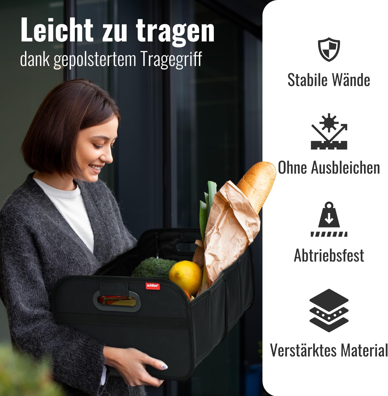 achilles Kofferraum-Organizer – faltbare Kofferraumtasche und viel Stauraum – geräumige und pflegeleichte Faltbox – Innenraum-Organizer für Autozubehör – stabile Basis und Tragegriff – Bild 6