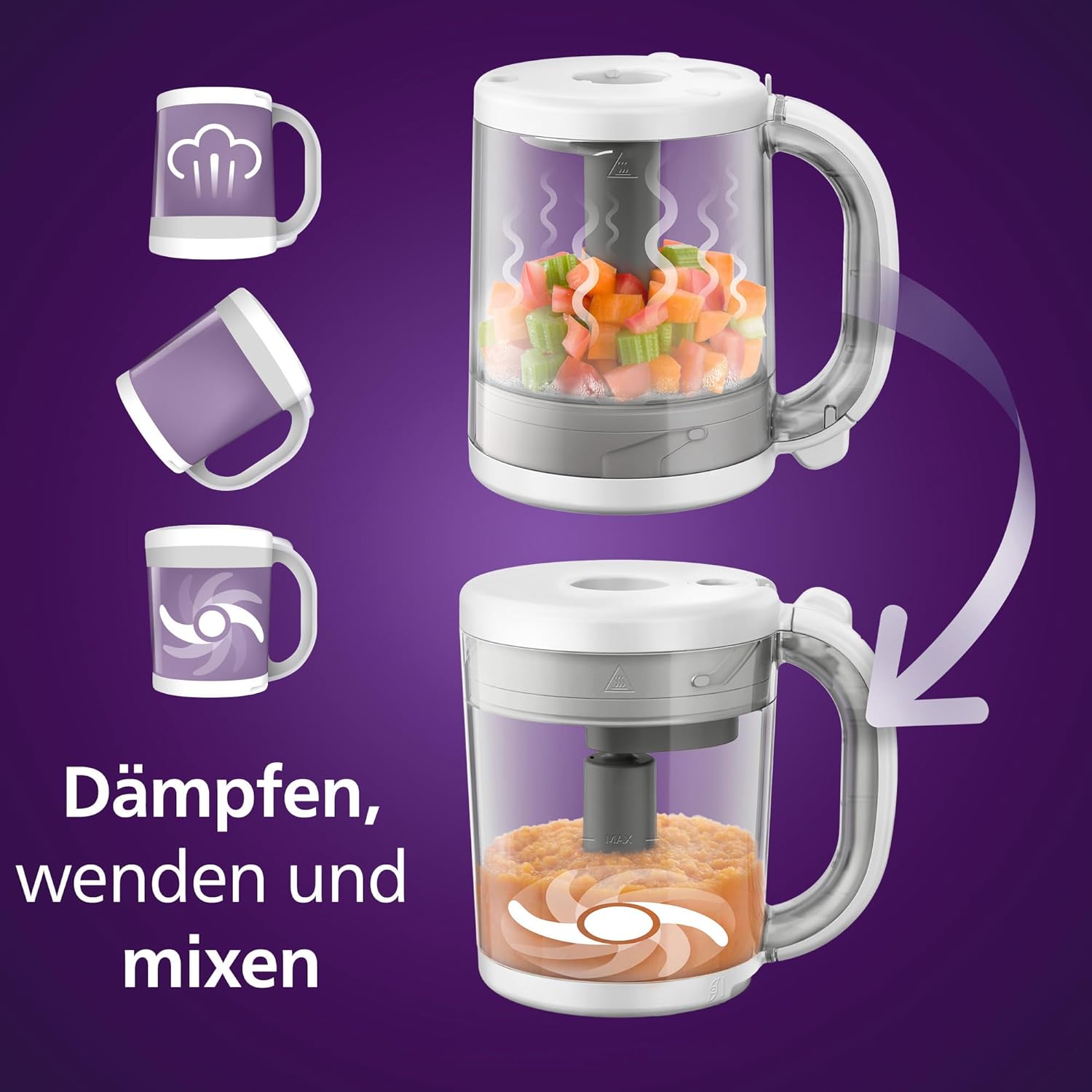 Philips Avent 4-in-1 Babynahrungszubereiter SCF883/01 Weiß – Bild 3