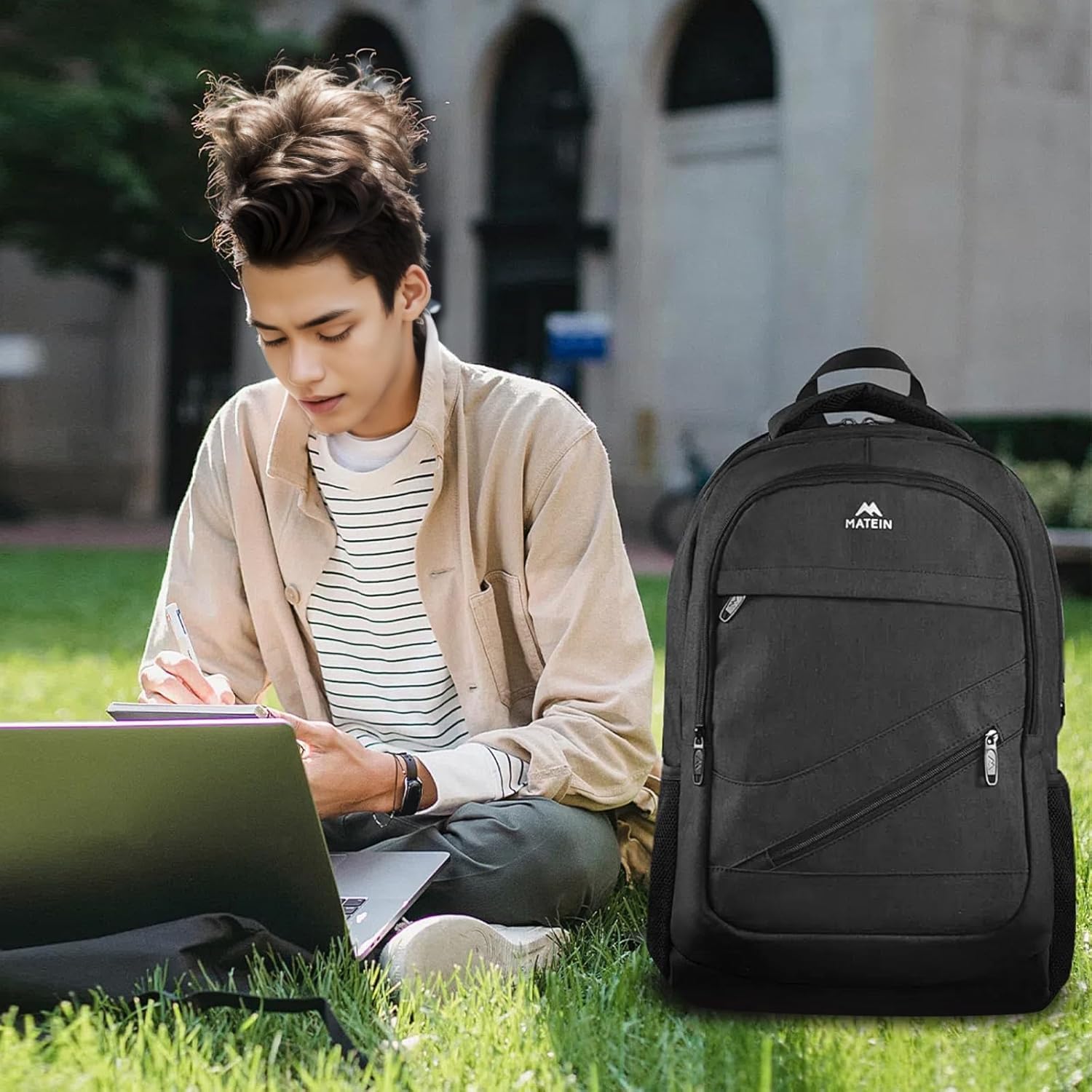 MATEIN Herren Laptop Rucksack 17 Zoll Wasserdicht Arbeitsrucksack Herren Groß Laptop Rucksack Diebstahlsicher Schulrucksack Teenager Laptop Rucksack Arbeit Business Schule Schwarz – Bild 9