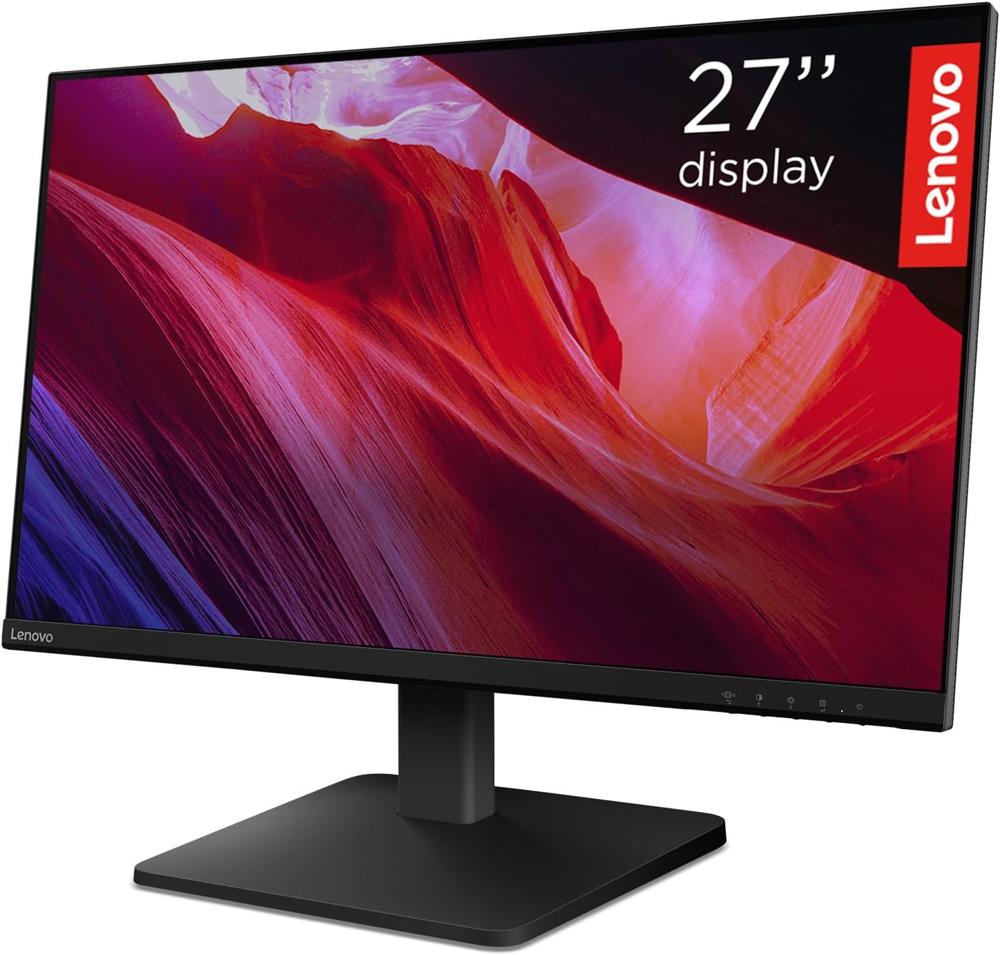 Lenovo L27qe | 27-Zoll-QHD-WLED-Monitor | 2560 x 1440 | 16:9 | 100 Hz | 4 ms Reaktionszeit | IPS-Panel | HDMI | DisplayPort | TÜV Augenschutz | Blendfrei | Rabenschwarz | 4,5 kg – Bild 2