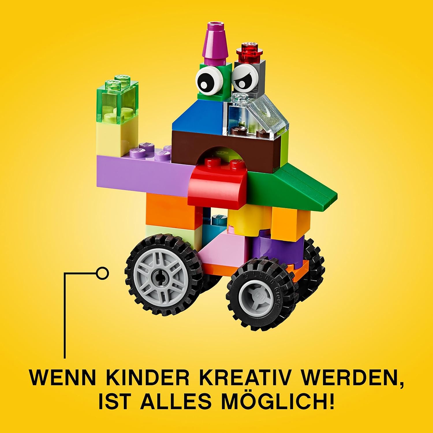 LEGO 10696 Classic Mittelgroße kreative Steinbox, einfache Spielzeugaufbewahrung, buntes Steinbauset, Spielzeug für Kinder, Jungen und Mädchen ab 4 Jahren mit Rädern, Fenstern, Augen und einer grünen Grundplatte – Bild 5