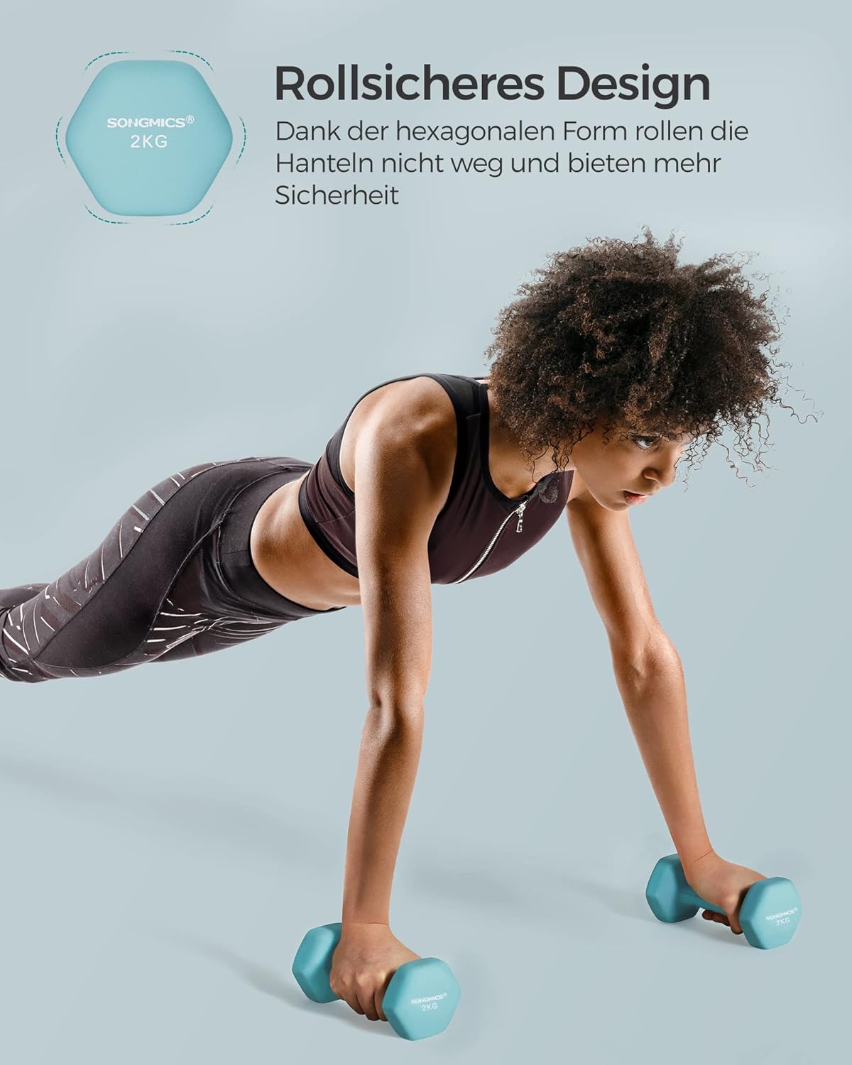 SONGMICS 2er-Pack Sechseckhanteln mit Neoprenbeschichtung für Krafttraining, Fitness, Zuhause – Bild 6