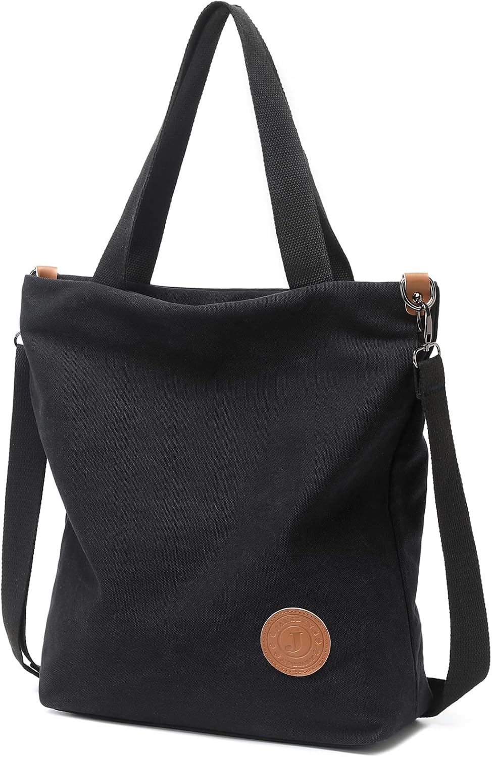 Janben Damen-Handtasche aus Segeltuch, Umhängetasche, lässige multifunktionale Umhängetasche, groß für Arbeit/Schule/Shopper, lässig, täglicher Gebrauch, Schwarz – Bild 3