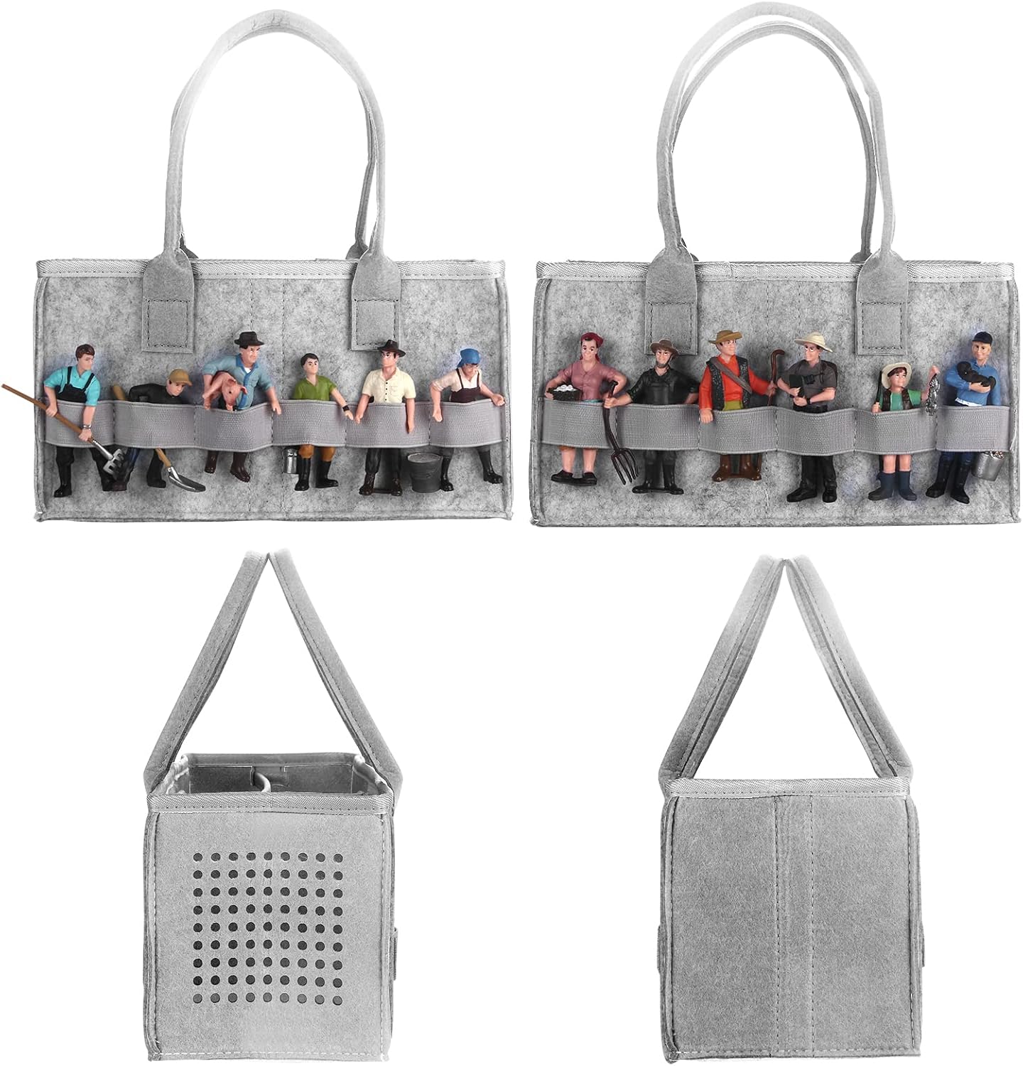 Chedin Toniebox Tonie Bag, Aufbewahrungsbox Tragetasche mit Griff, für Toniebox Starter Set und Tonies Figur, Zubehör Schutzhülle Organizer für über 30 Figuren (Grau + Grau) – Bild 3